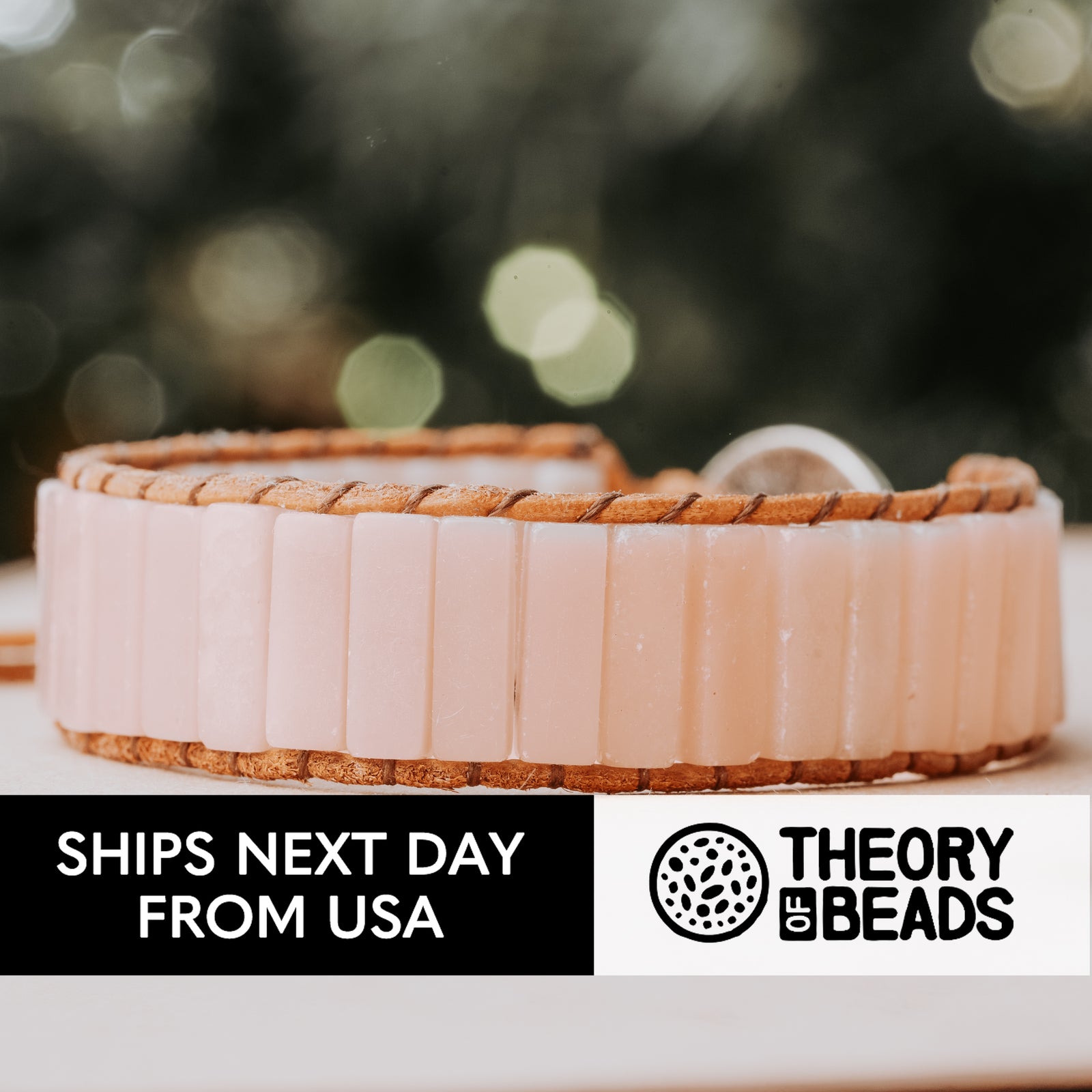 Pink opal stone tube beads bracelet