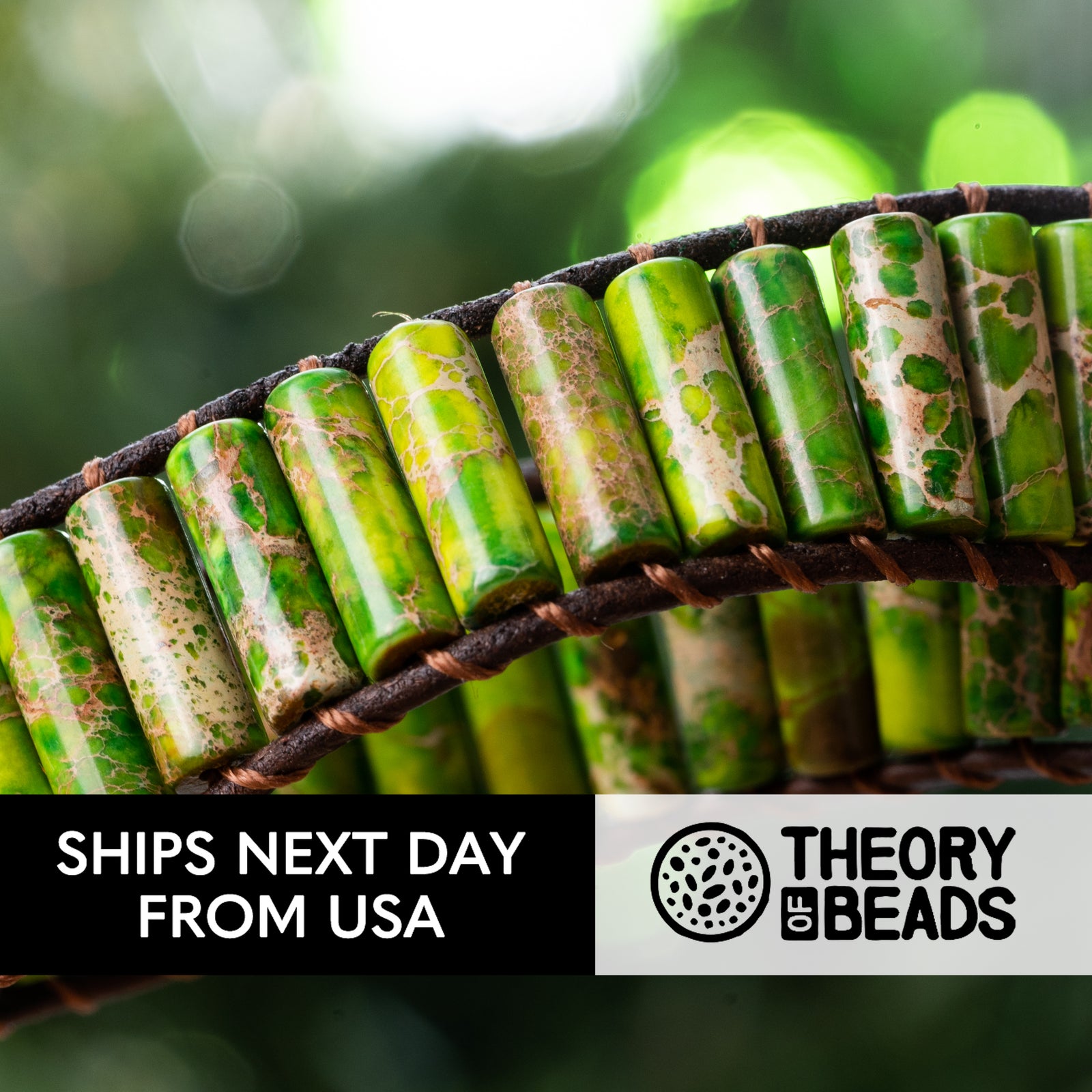 Green jasper stone tube bracelet