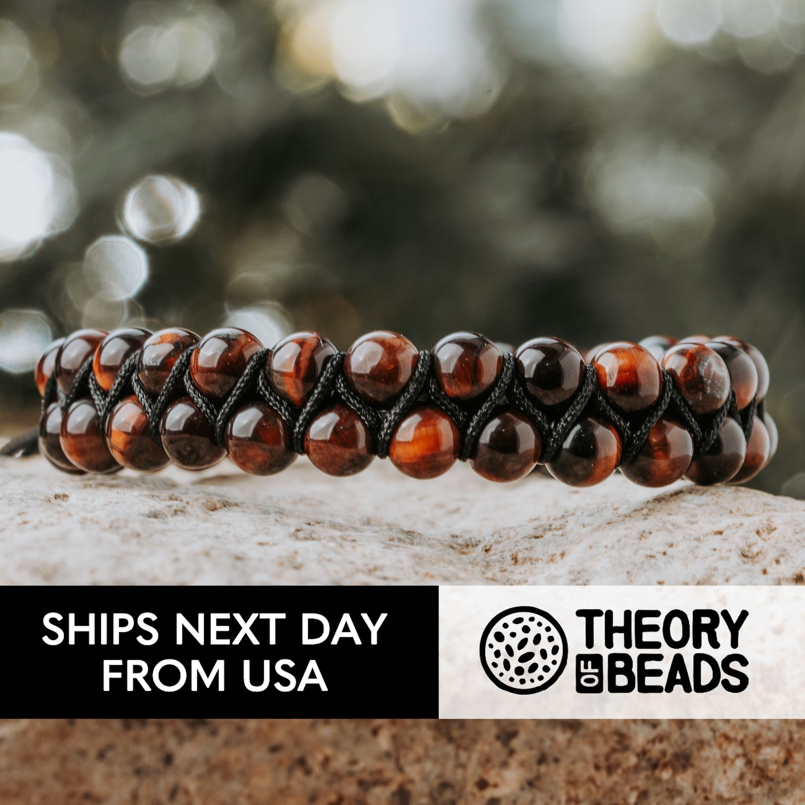 Handmade Tigers eye braided stone bracelet