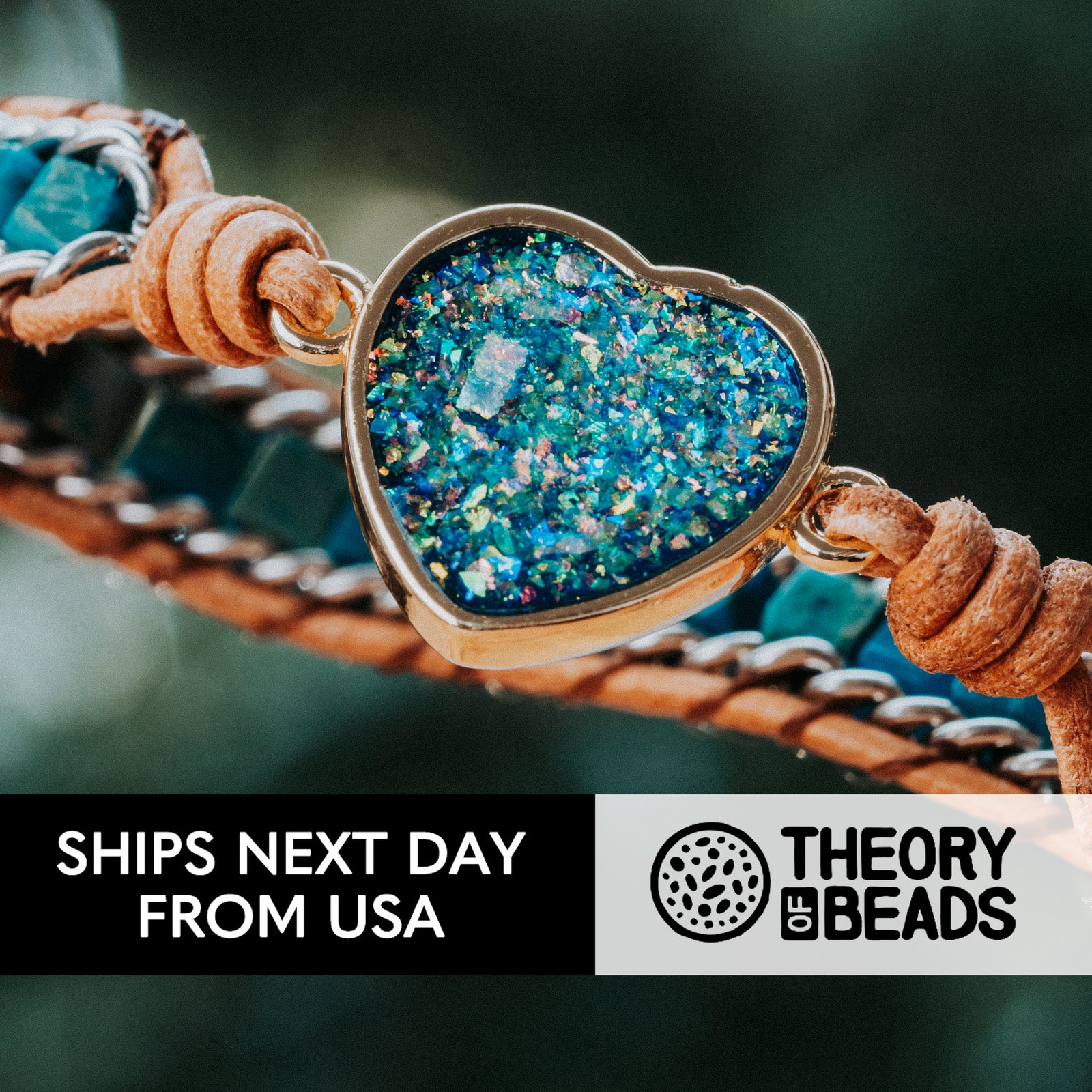 Heart charm leather wrap bracelet