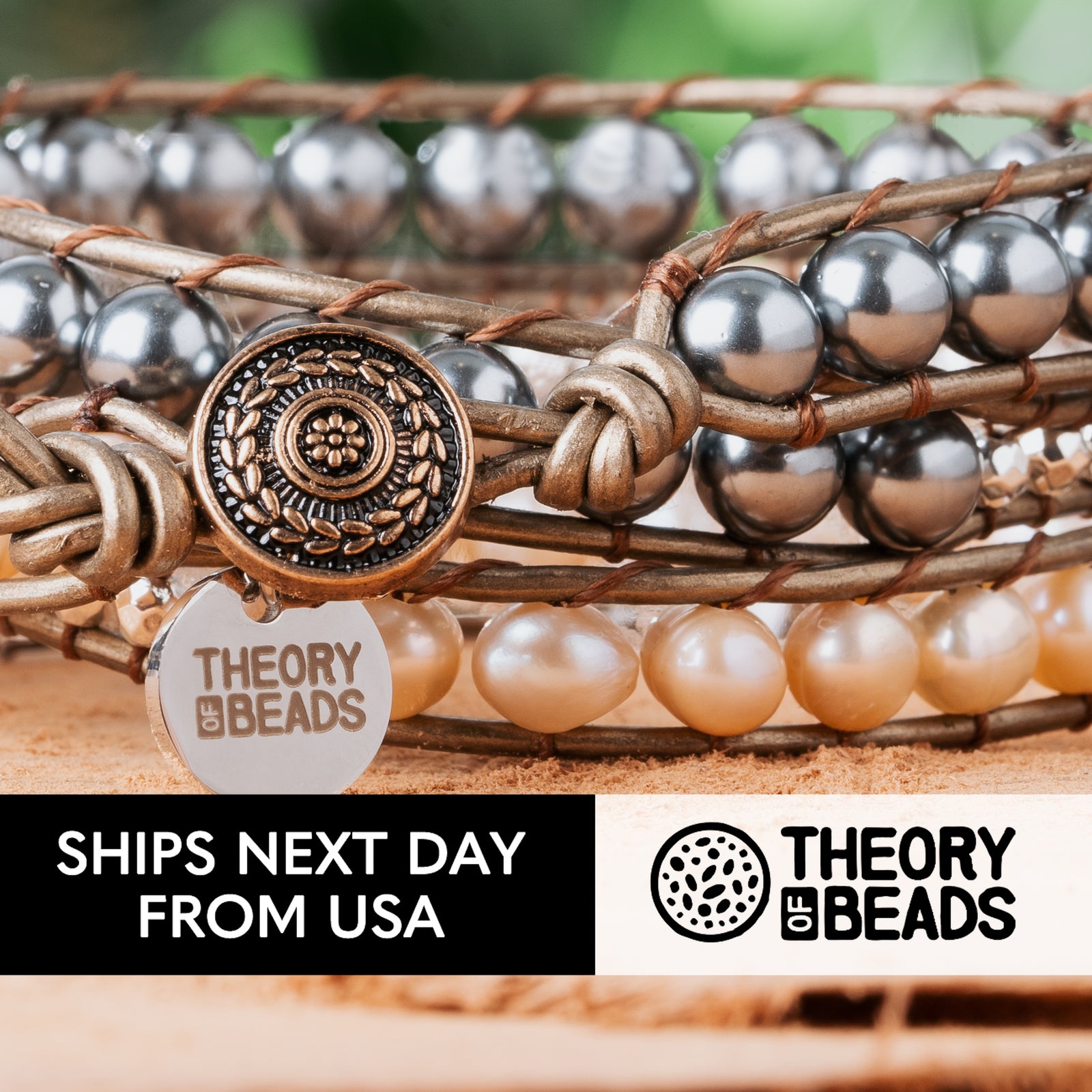 Natural freshwater pearl three wrap bracelet