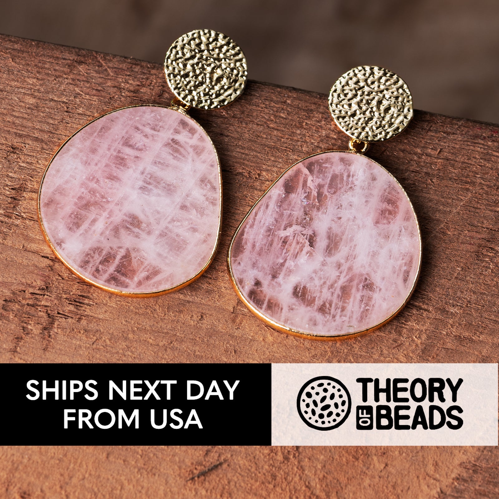 Handmade rose quartz earrings for her