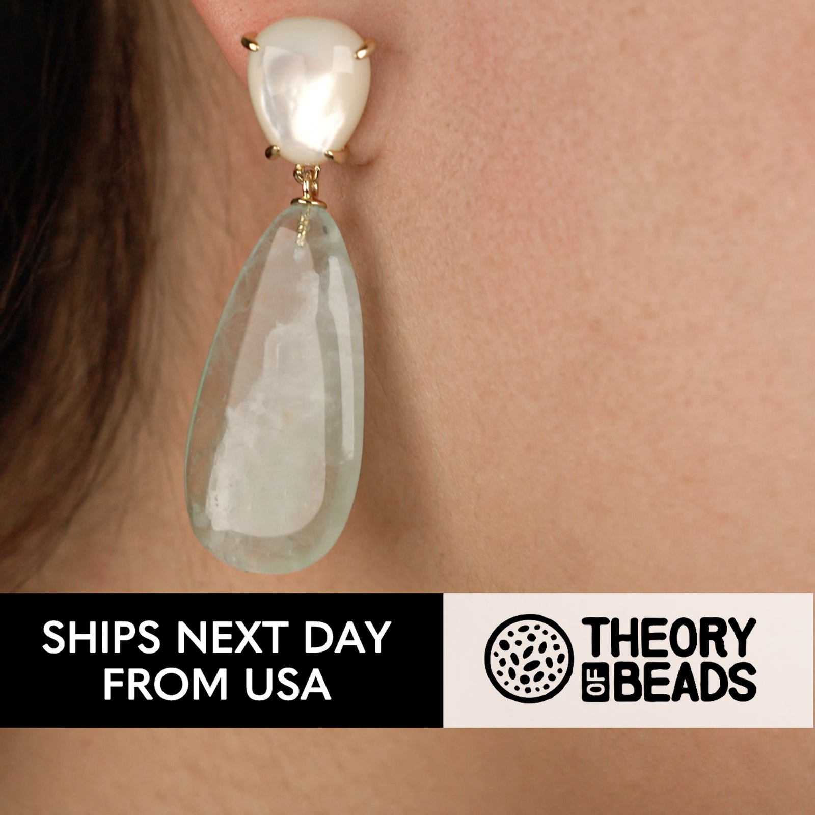 Healing crystal handmade stone earrings in white and green