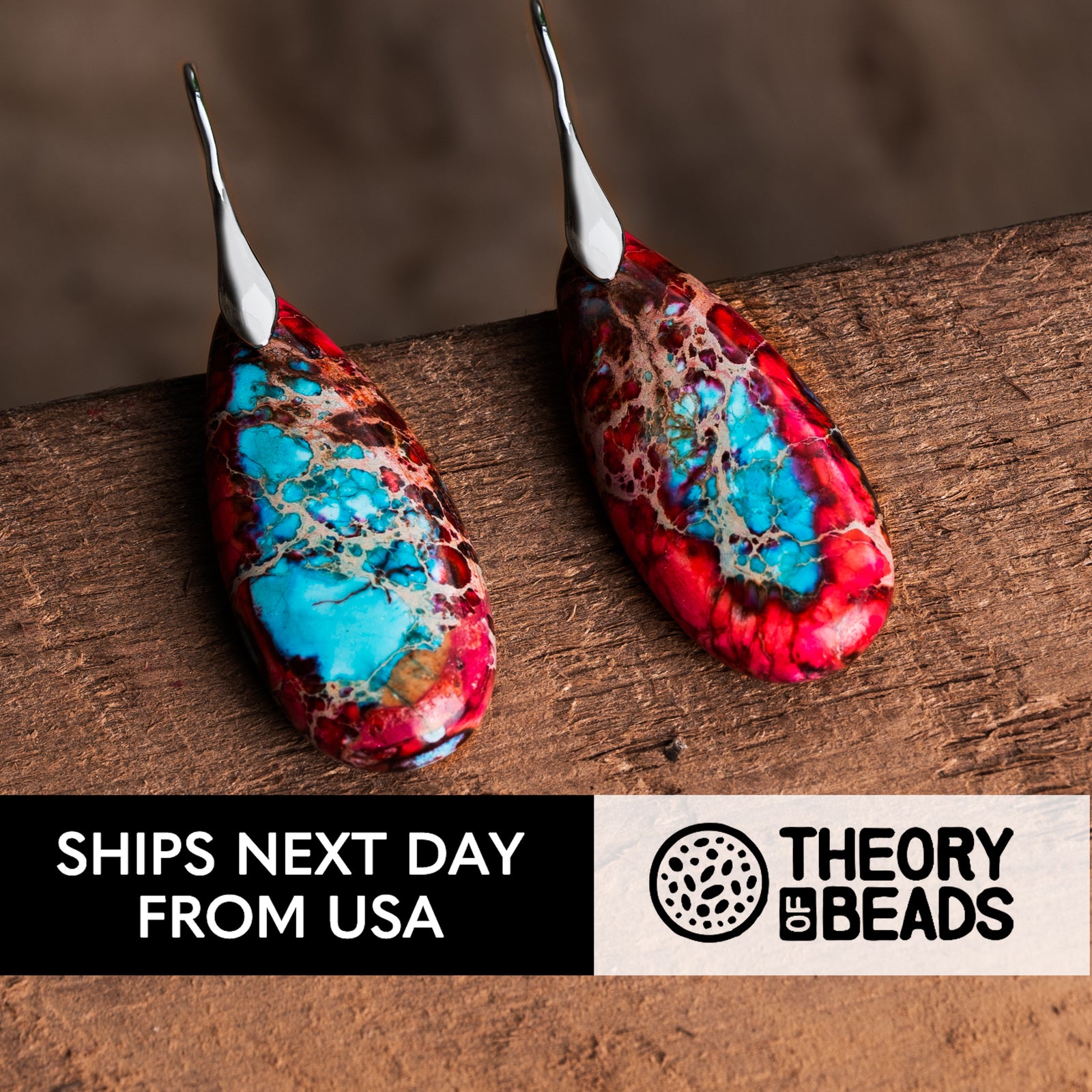 Theory of Beads - Red and Blue natural stone earrings