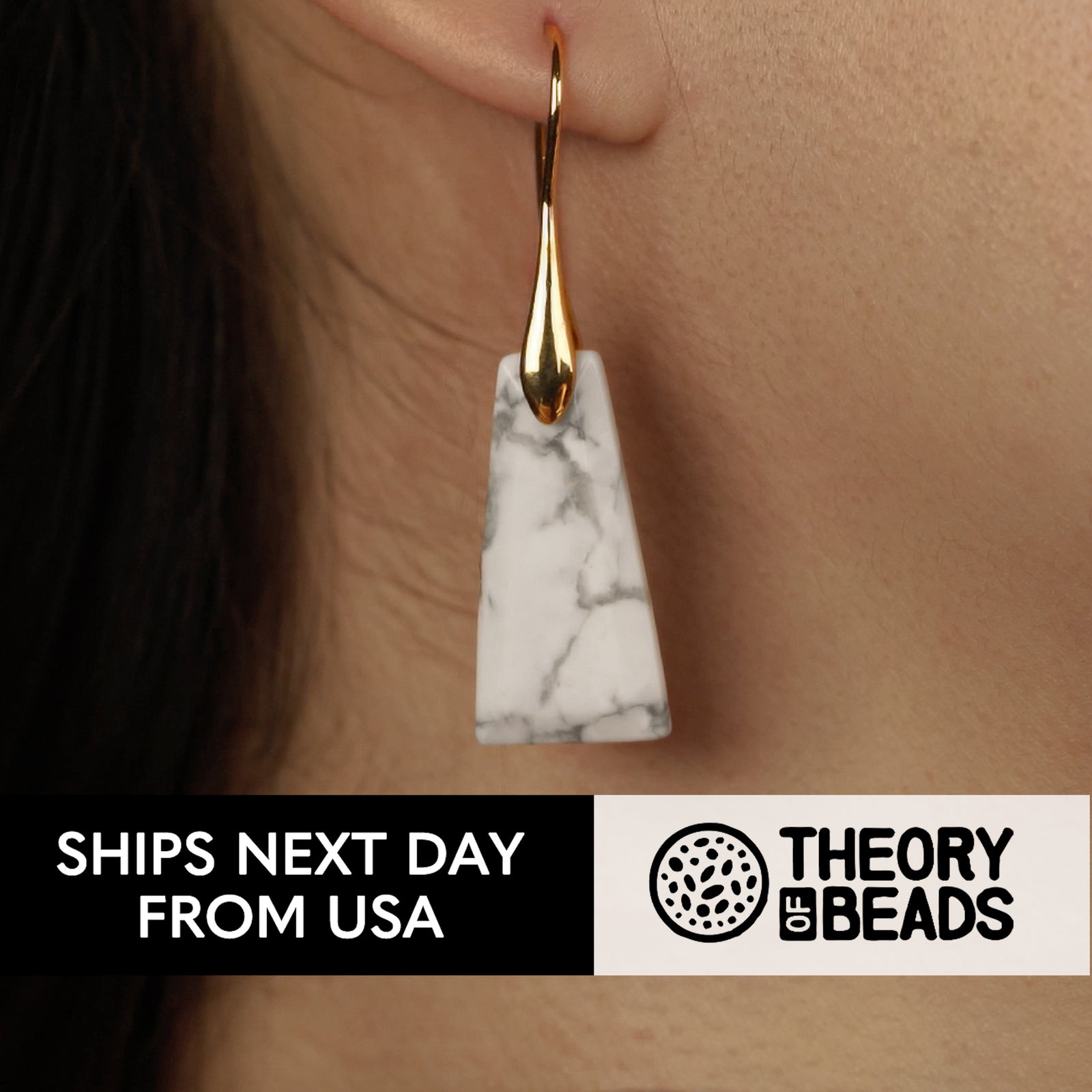 White and Gold Howlite Earrings