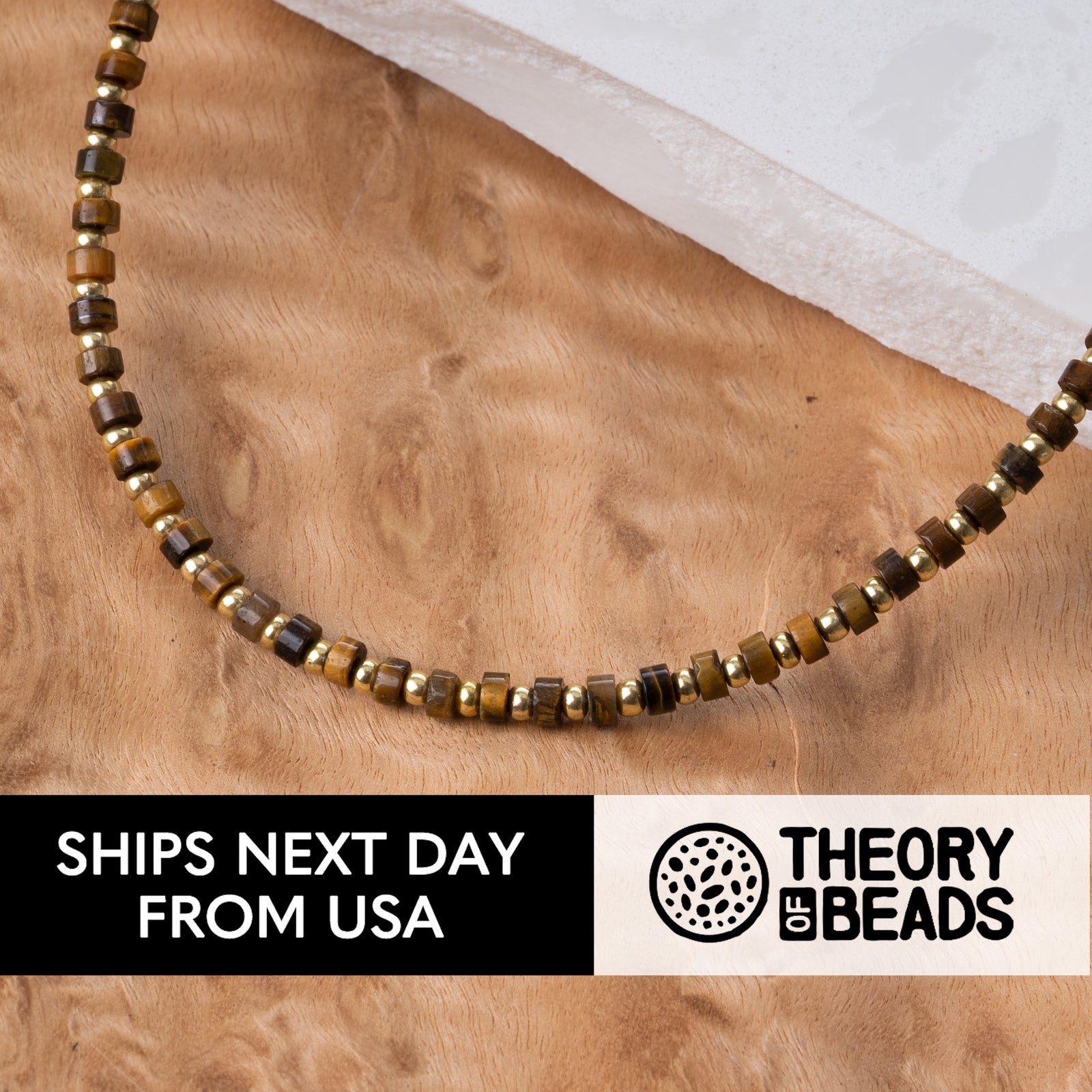 Brown and yellow natural tigers eye stone choker