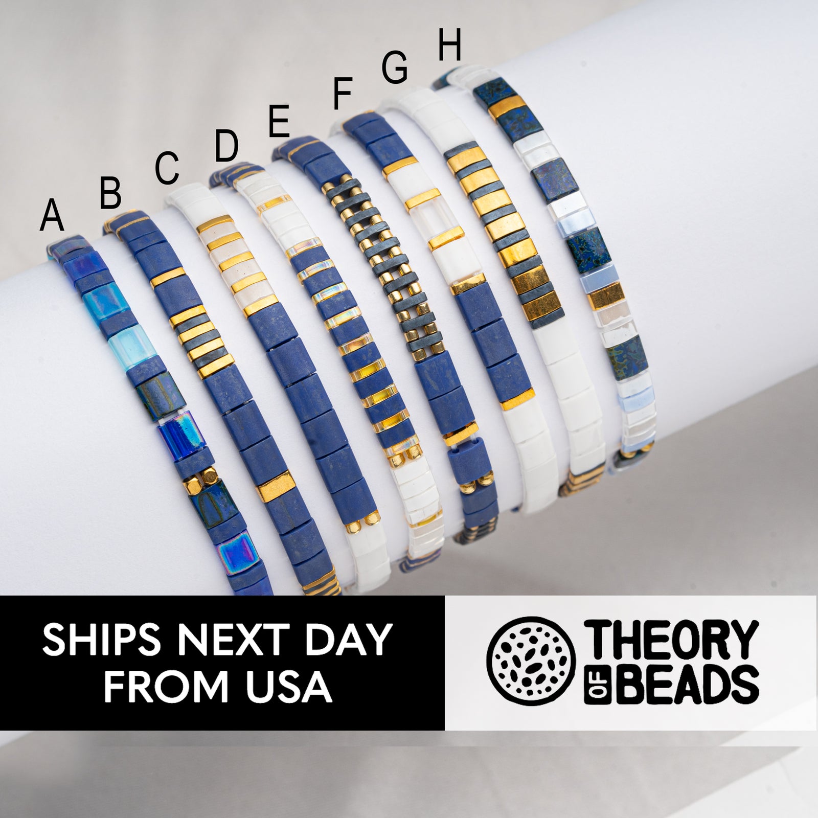 Regally Blue Tila Beads Bracelets