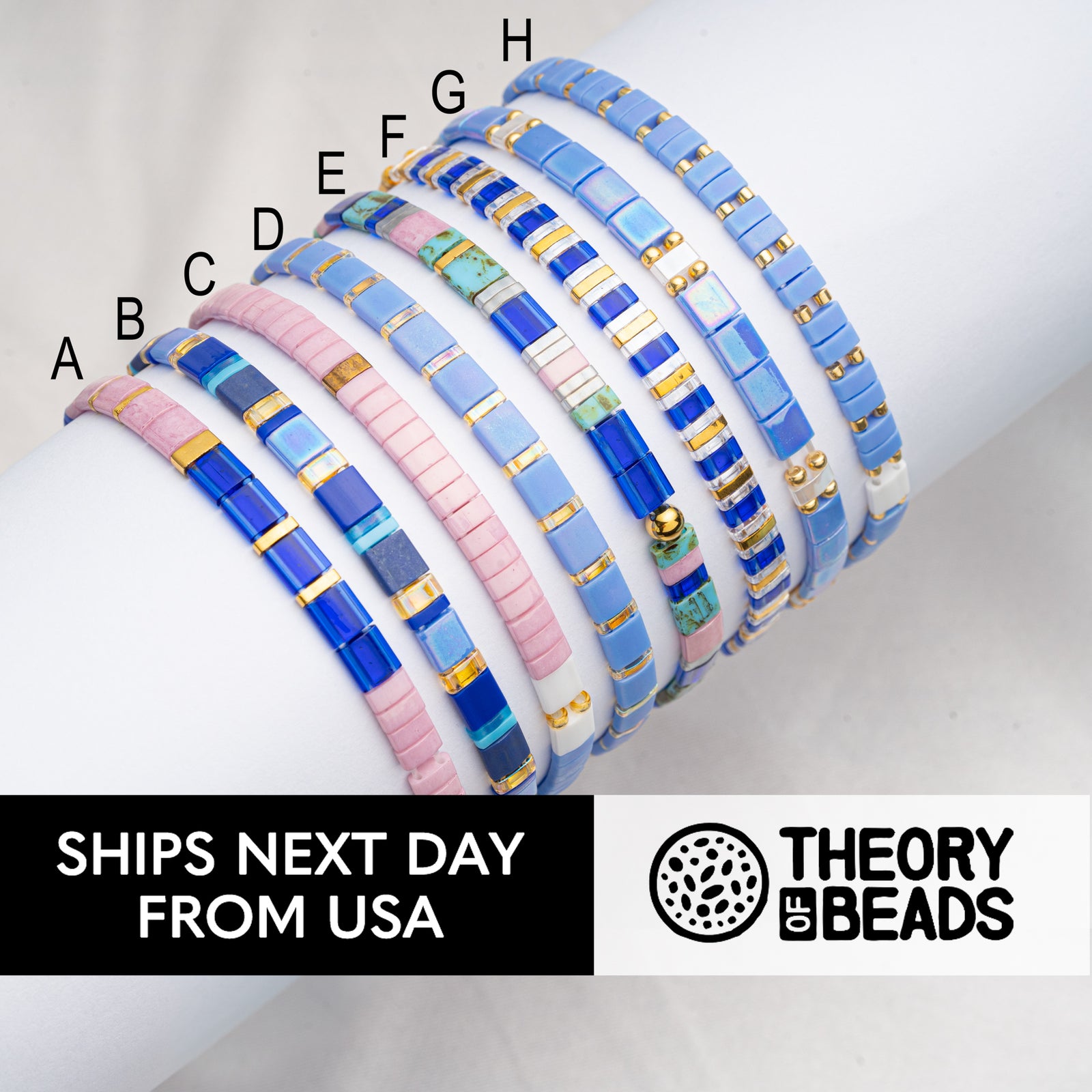 Royally Pink and Blue Tila Beads Bracelets