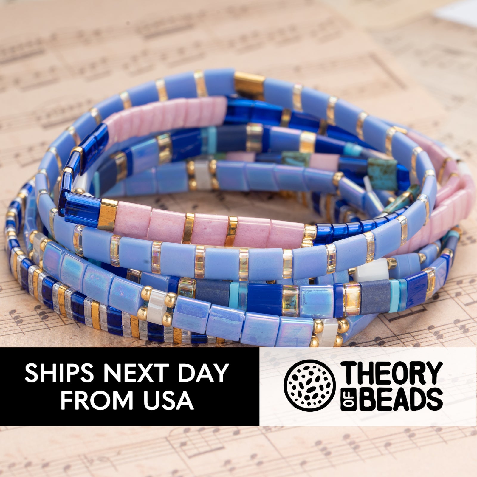 Royally Pink and Blue Tila Beads Bracelets