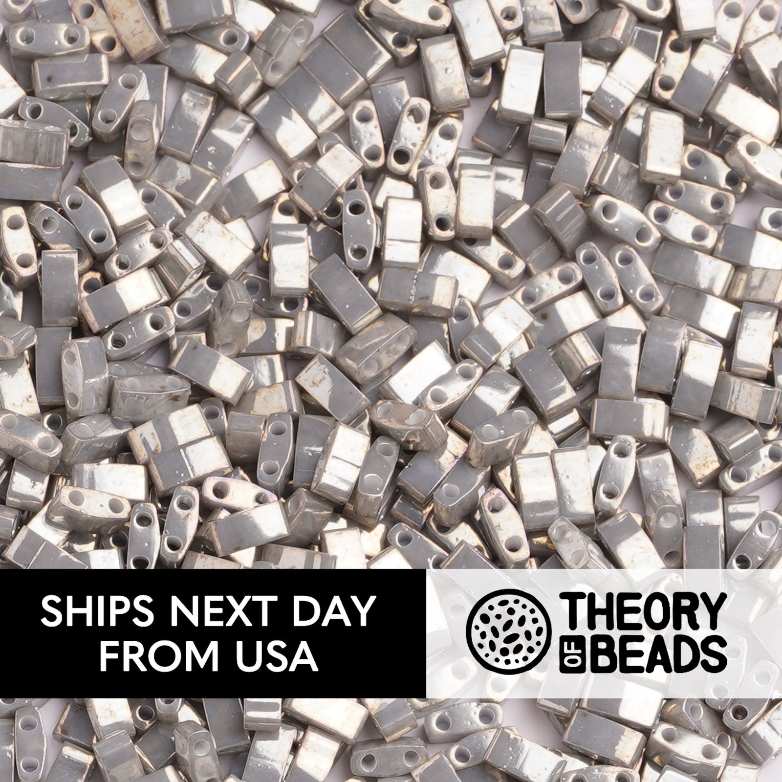 Pearl Smoke Grey Half Miyuki Tila Beads