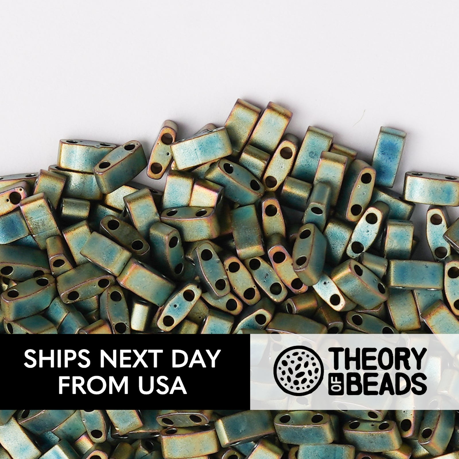 Meteorites Green Patina Half Miyuki Tila Beads