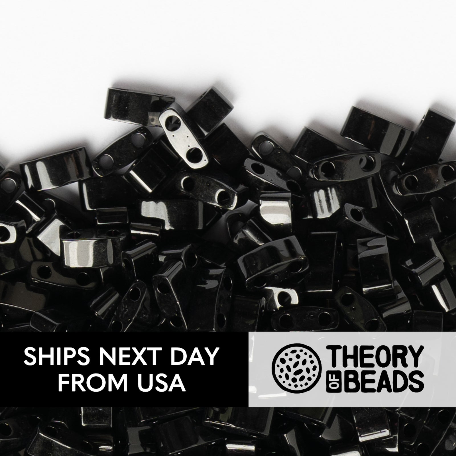 Opaque Black Half Miyuki Tila Beads