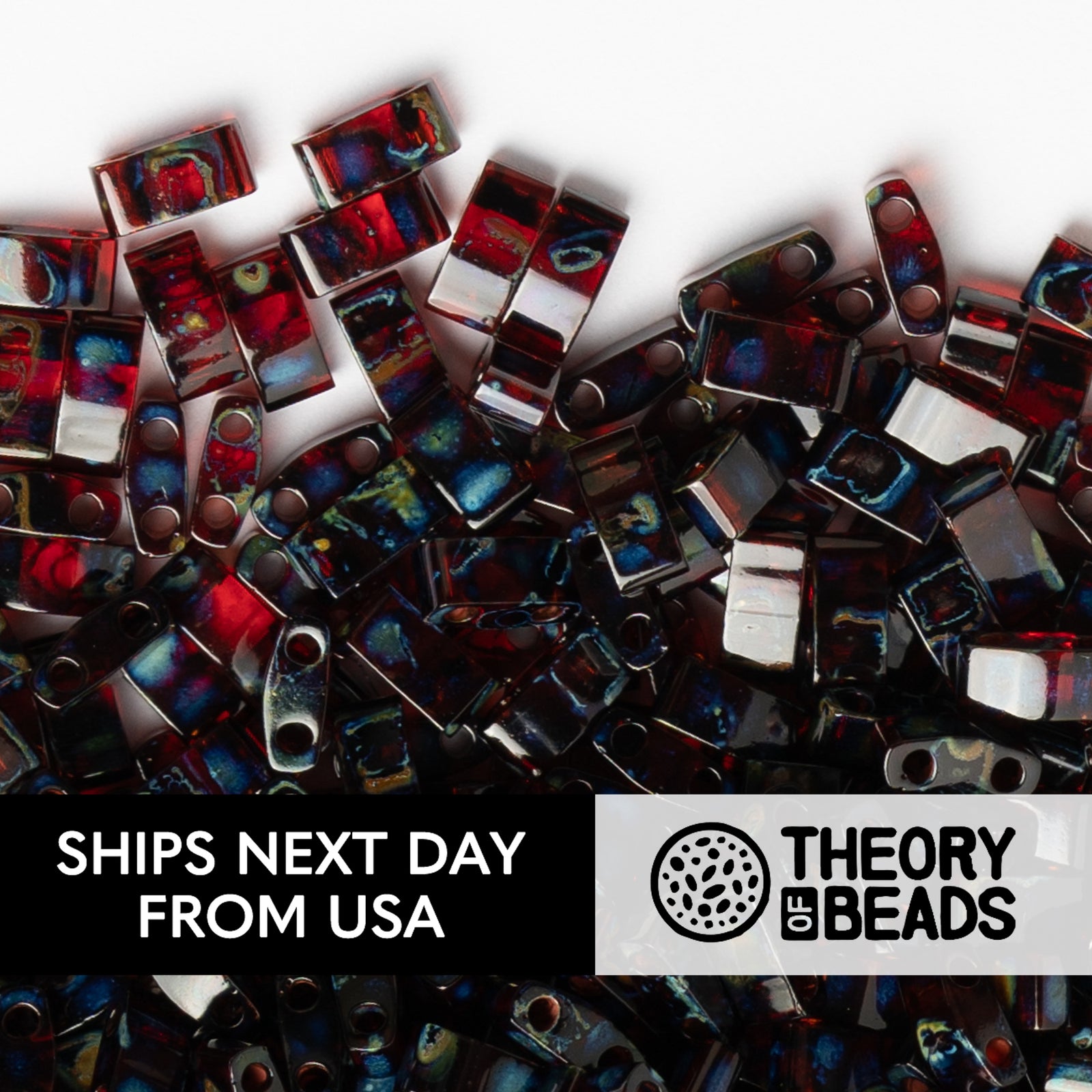 Picasso Deep Garnet Half Miyuki Tila Beads