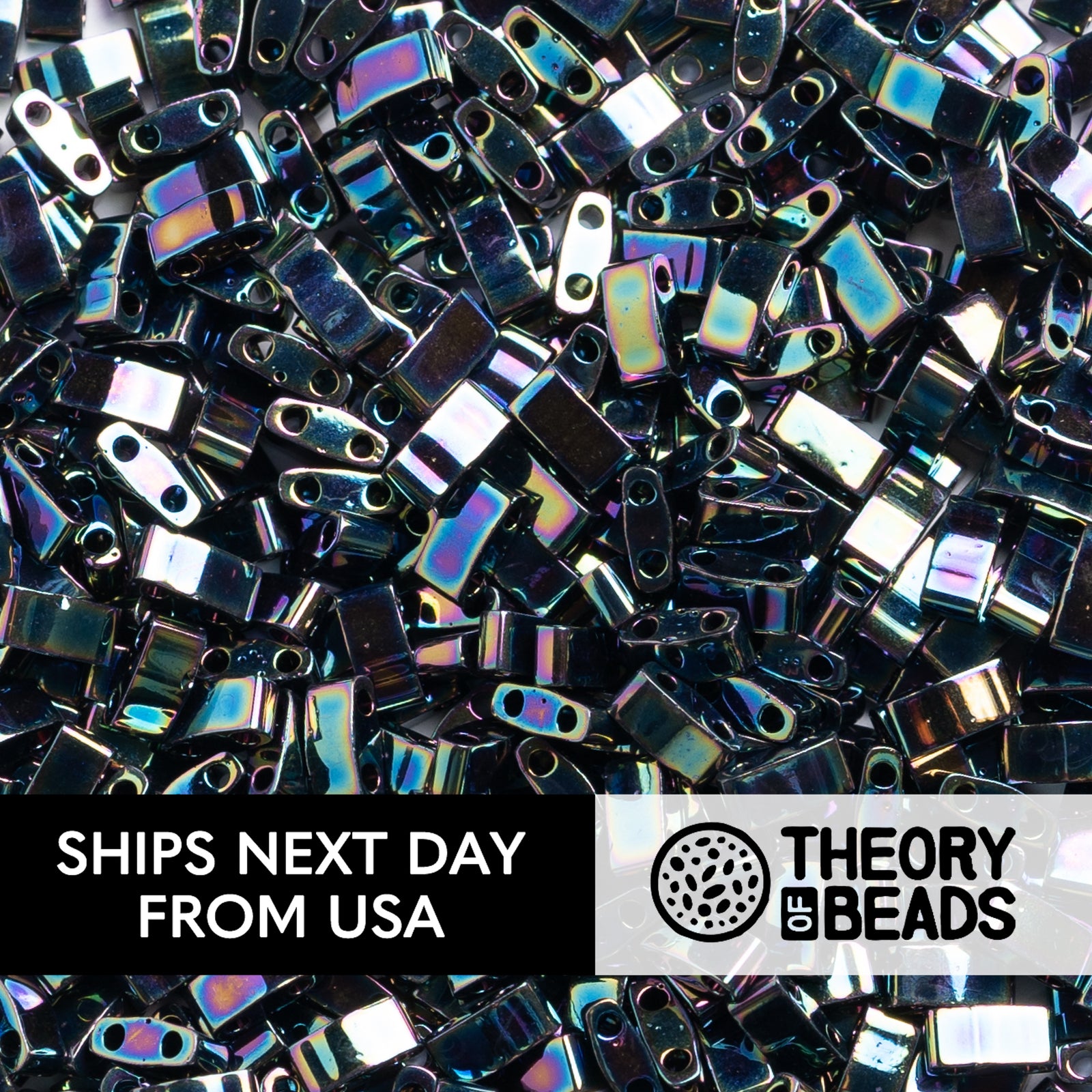 Metallic Blue Iris Half Miyuki Tila Beads