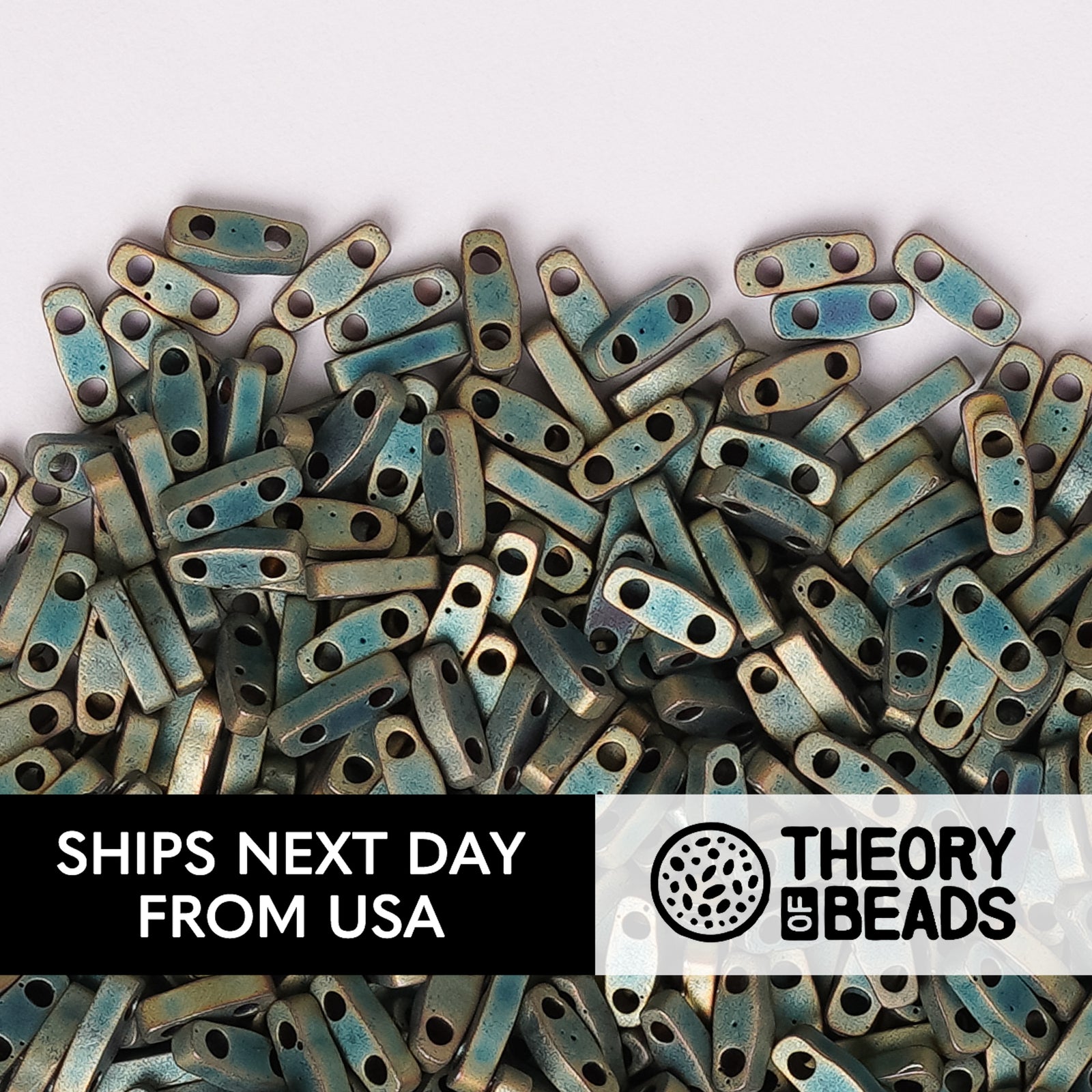 Meteorites Green Patina Quarter Miyuki Tila Beads