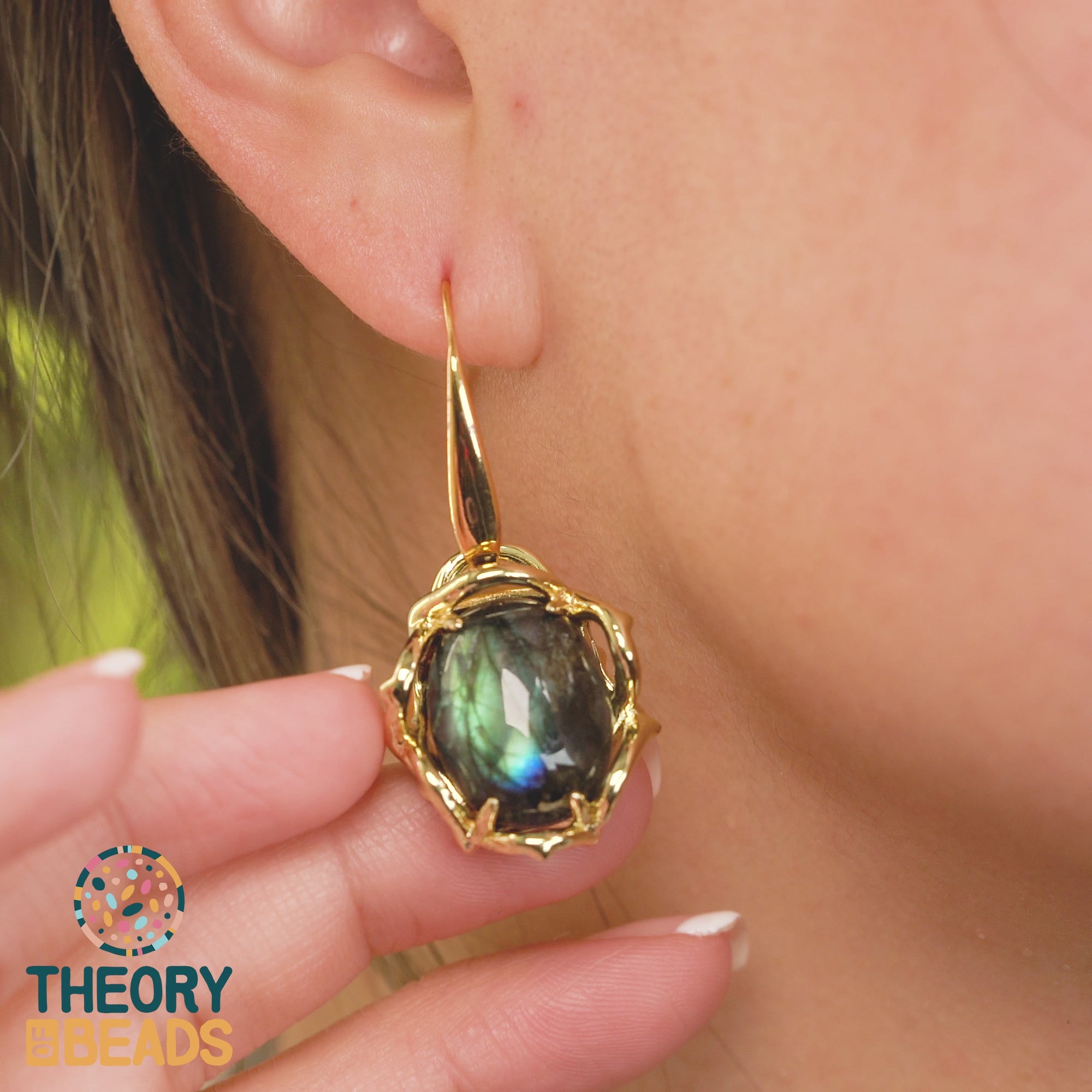 Oval Labradorite Stone Earrings