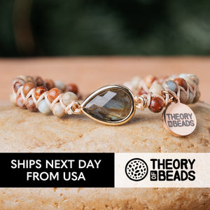 Gray Teardrop Labradorite Beaded Bracelet