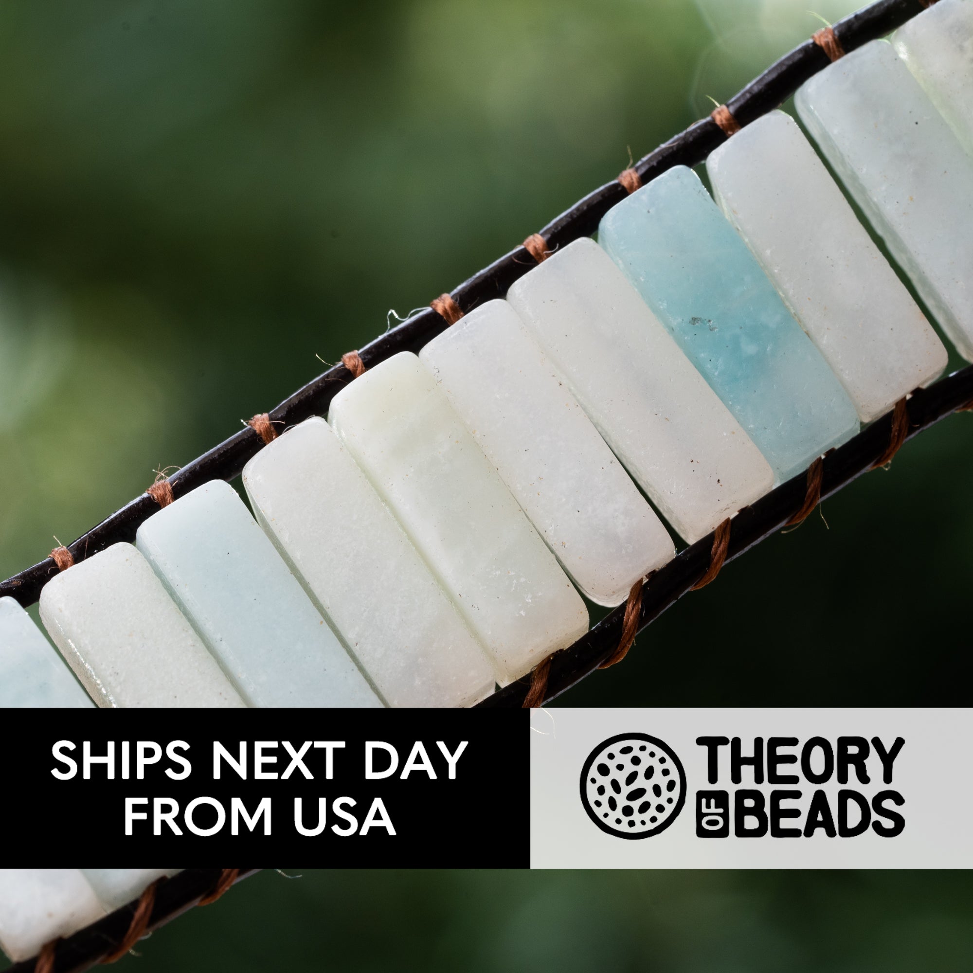 Cool Amazonite Stone Leather Bracelet