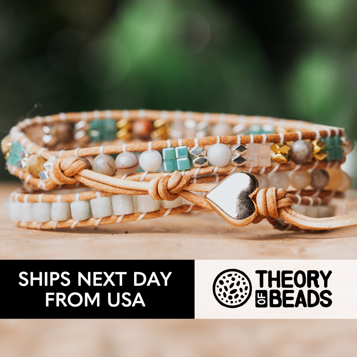 Blue and gold natural amazonite stone bracelet with jasper beads