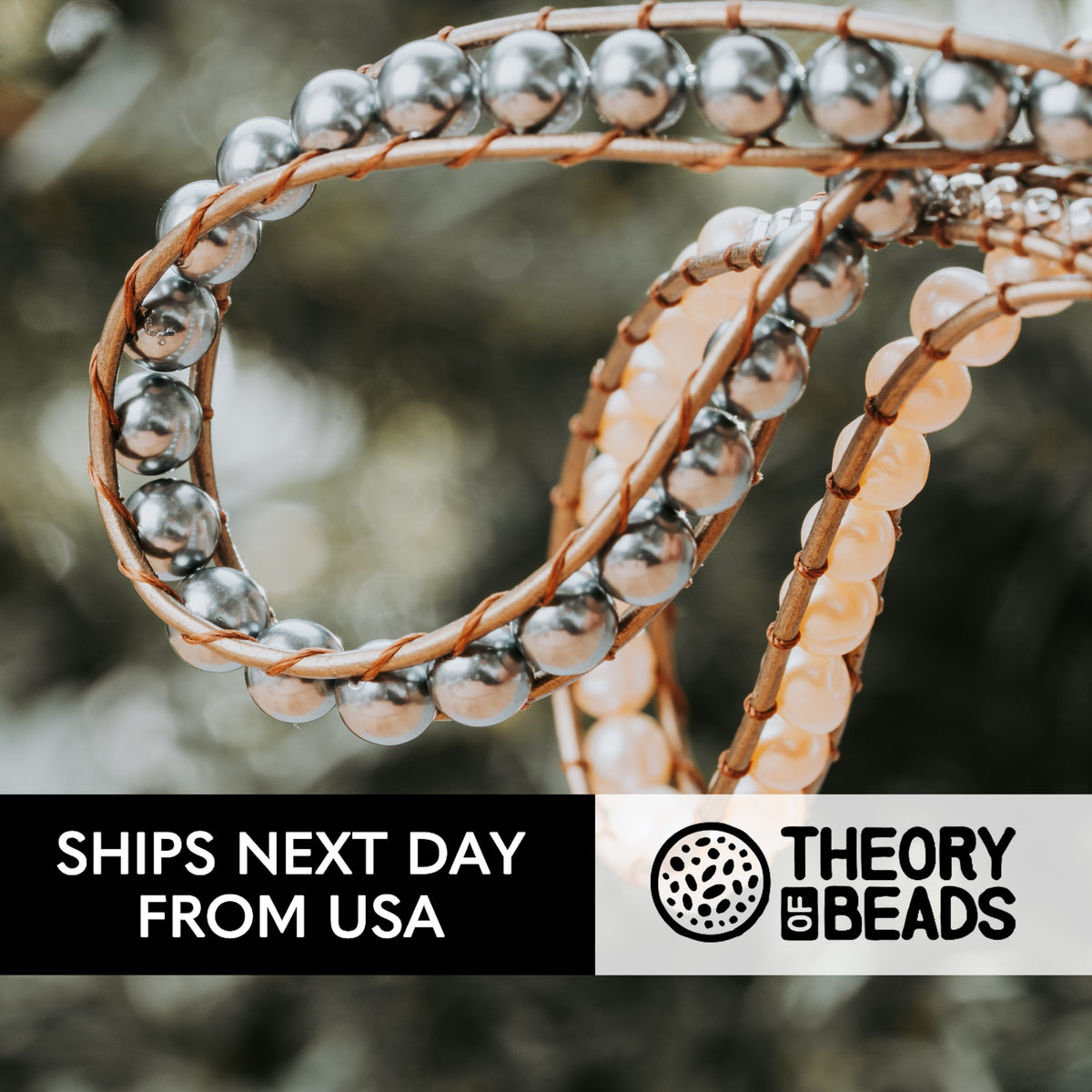 Genuine freshwater pearls and leather wrap bracelet