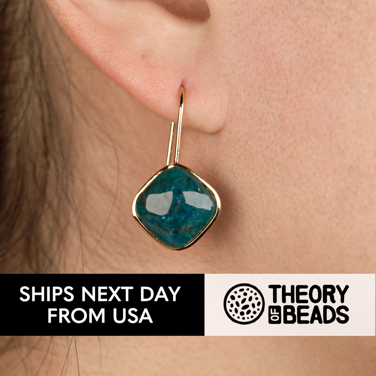 Blue and Gold natural gemstone earrings for her by Theory of Beads