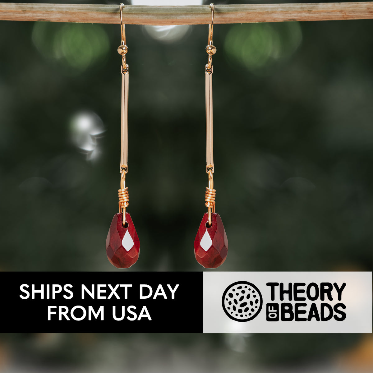 Empress Red Jasper &amp; Gold Earrings