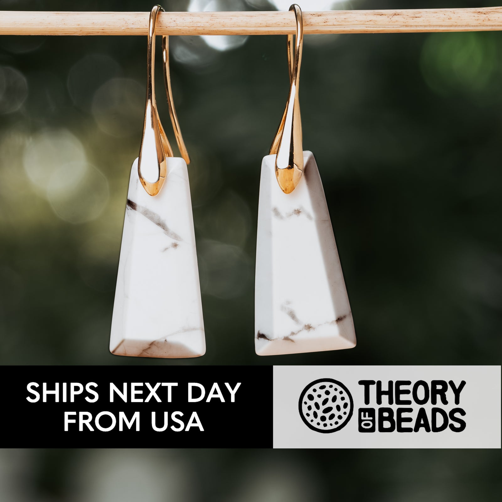 White and Gold Howlite Earrings