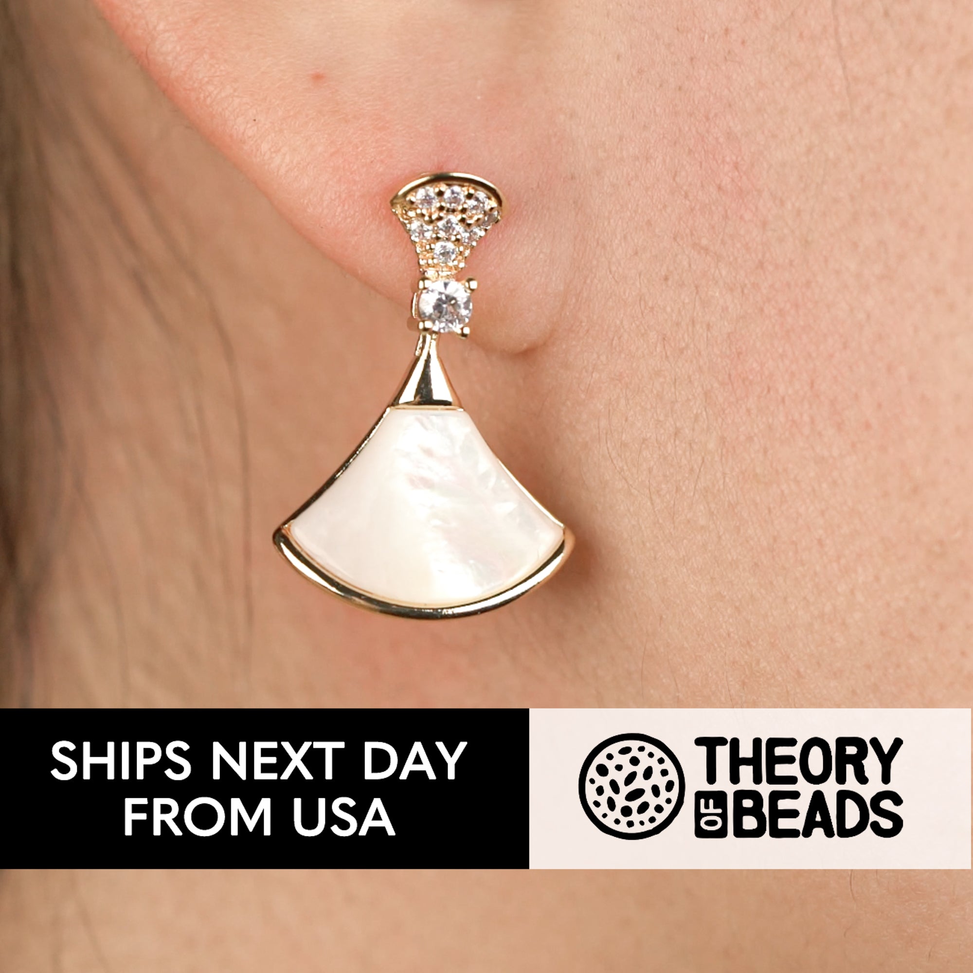 Gorgeous White Zircon and Shell Earrings