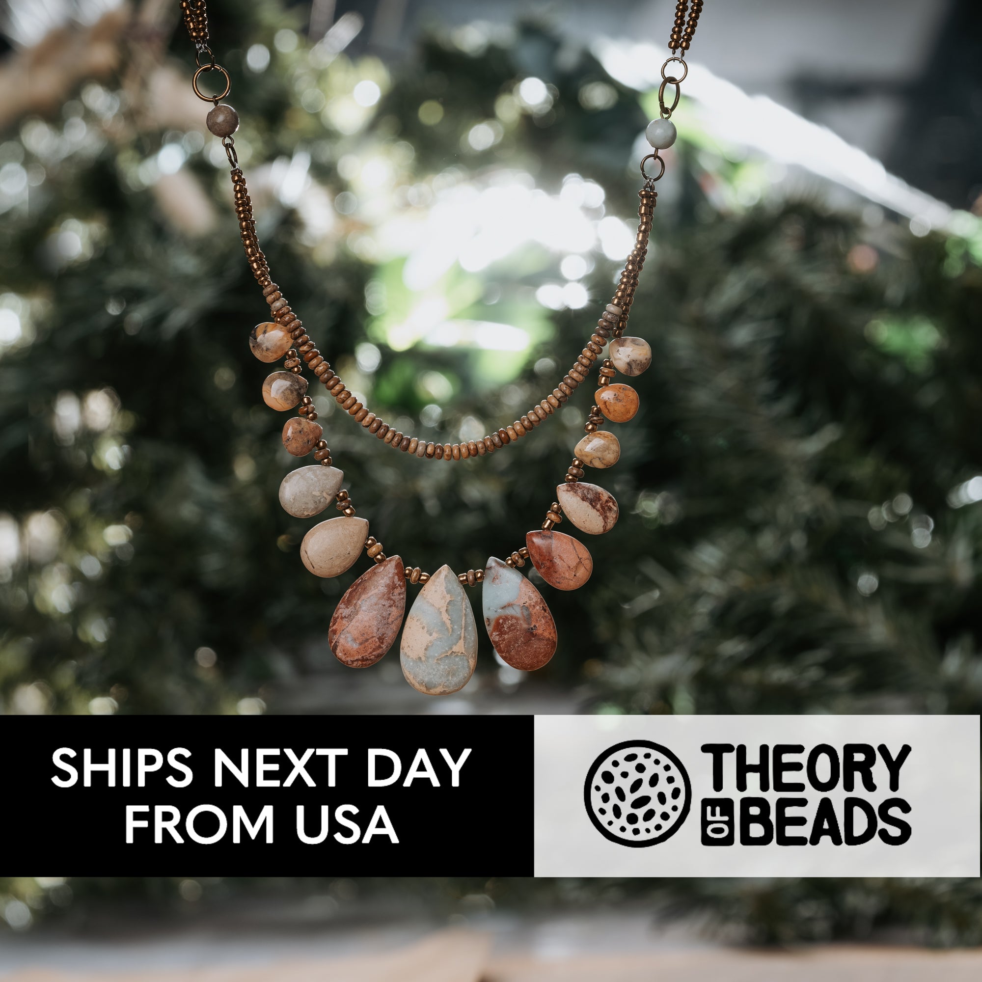 jasper and agate stone necklace