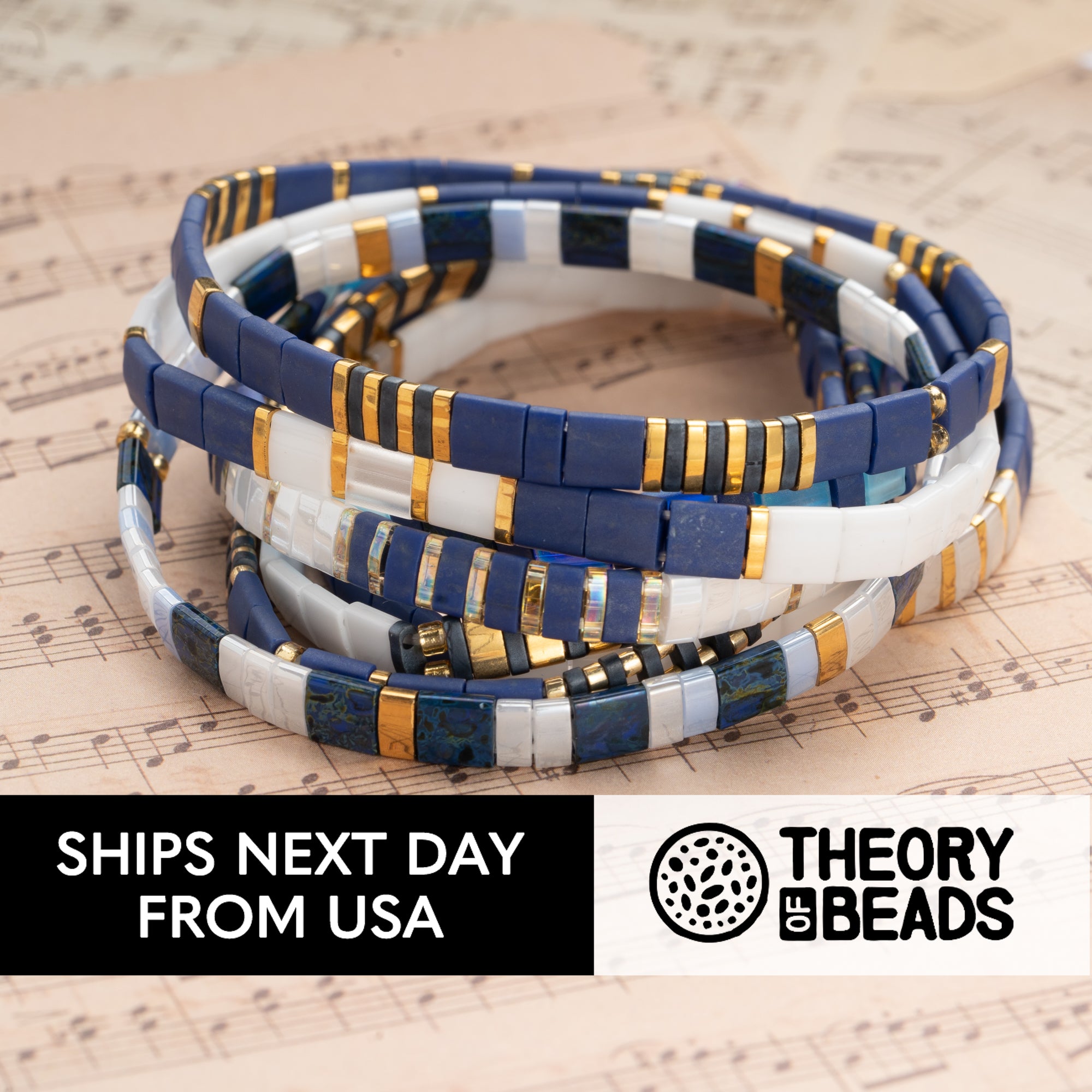 Regally Blue Tila Beads Bracelets