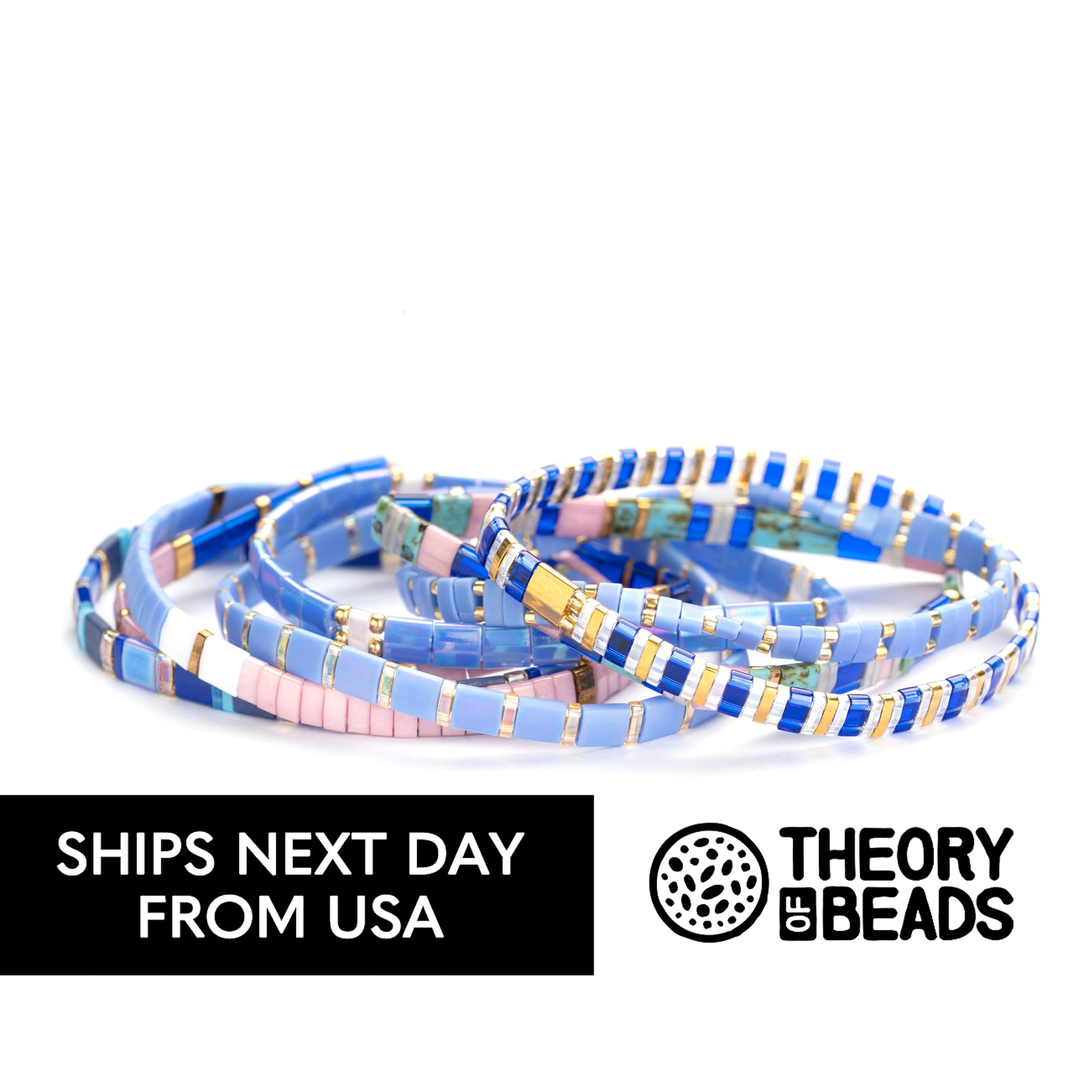 Royally Pink and Blue Tila Beads Bracelets