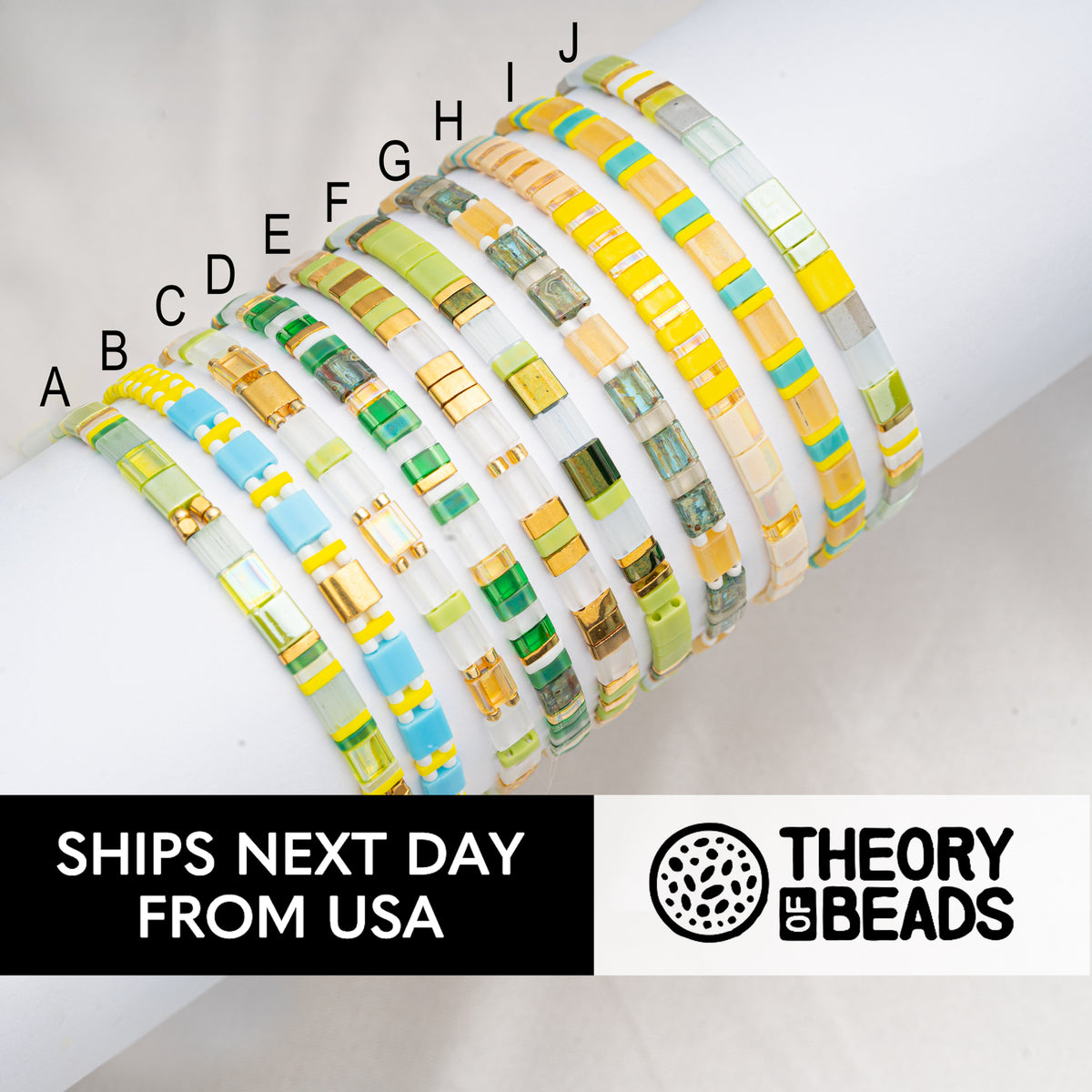 Lemony Green Tila Beads Bracelets