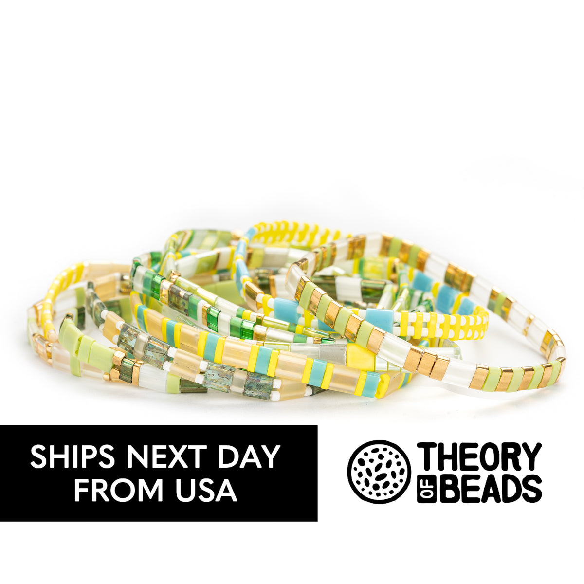 Lemony Green Tila Beads Bracelets