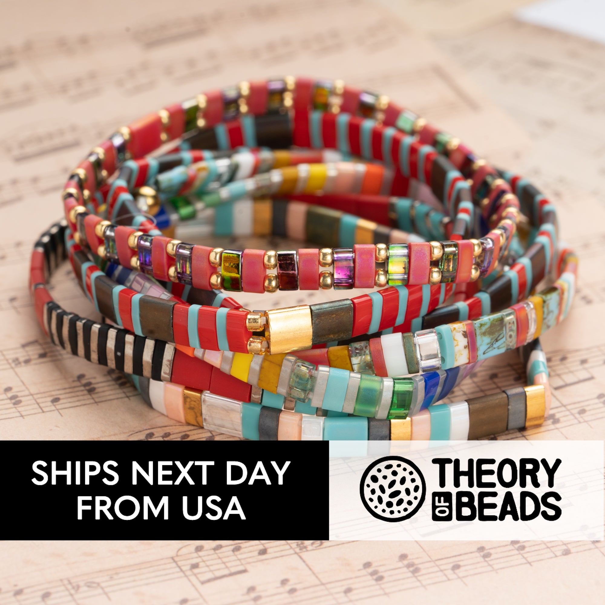 Rainbow Red Tila Beads Bracelets  Stackable Beads Bracelets - Theoryofbeads