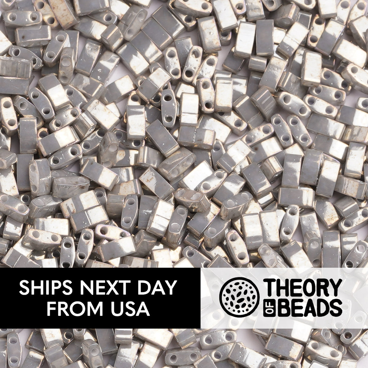 Pearl Smoke Grey Half Miyuki Tila Beads