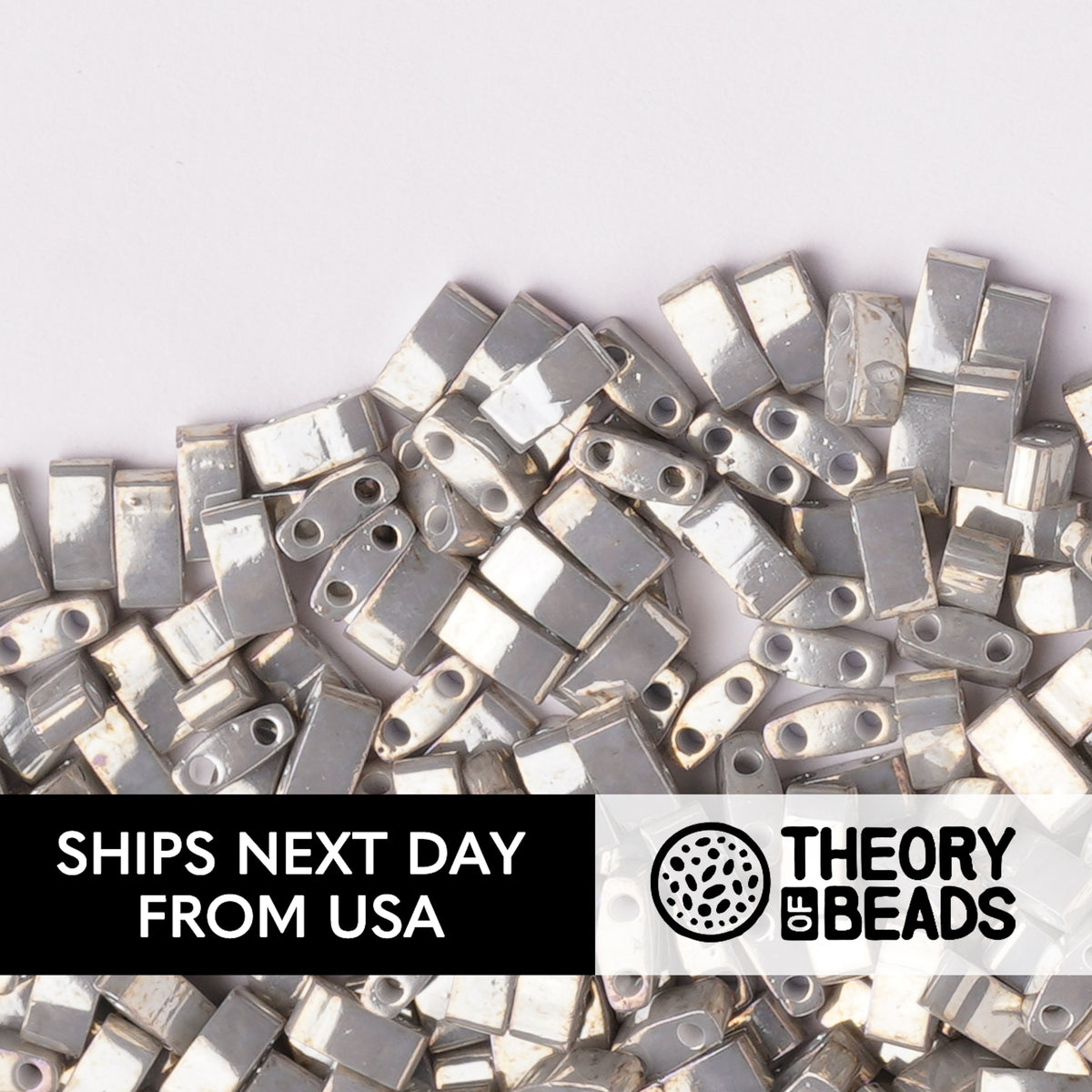 Pearl Smoke Grey Half Miyuki Tila Beads