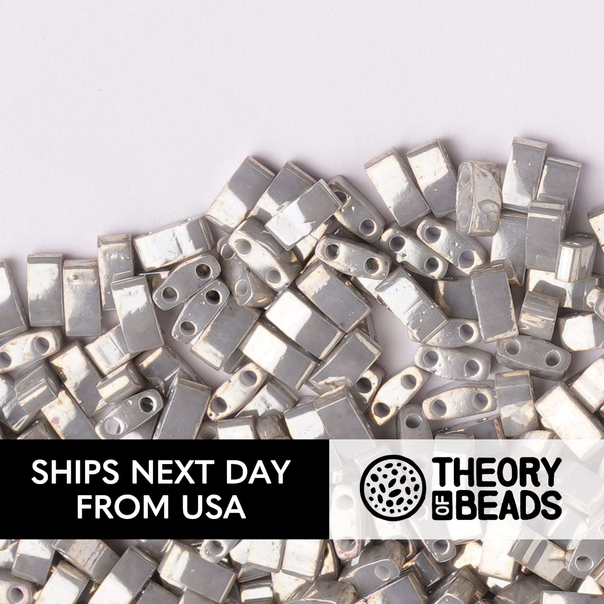 Pearl Smoke Grey Half Miyuki Tila Beads