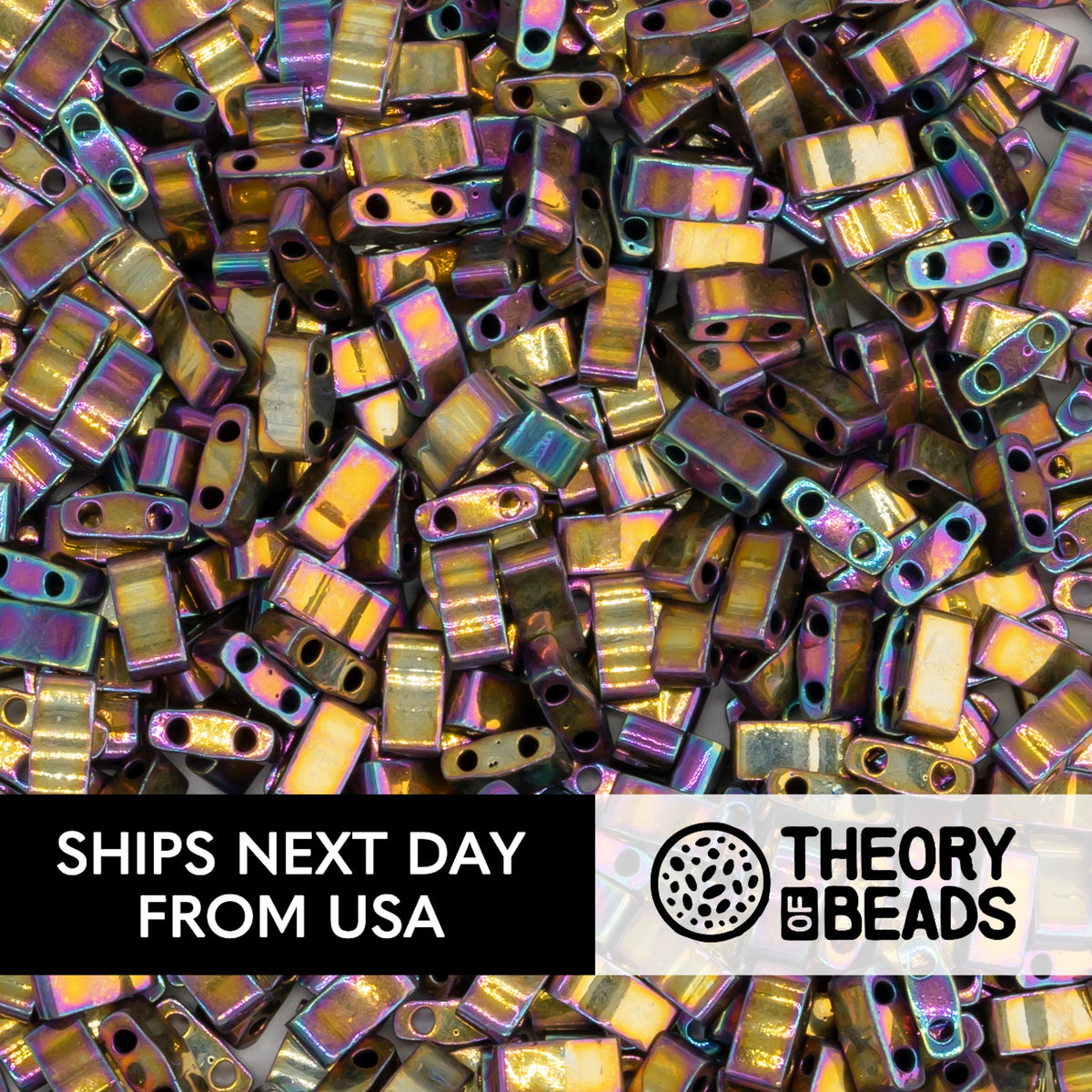 Metallic Purple Gold Half Miyuki Tila Beads