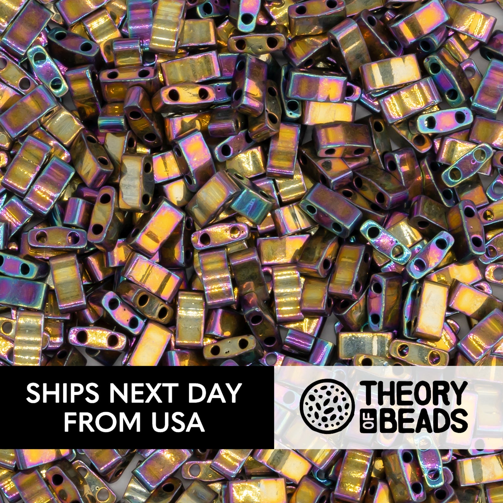 Metallic Purple Gold Half Miyuki Tila Beads