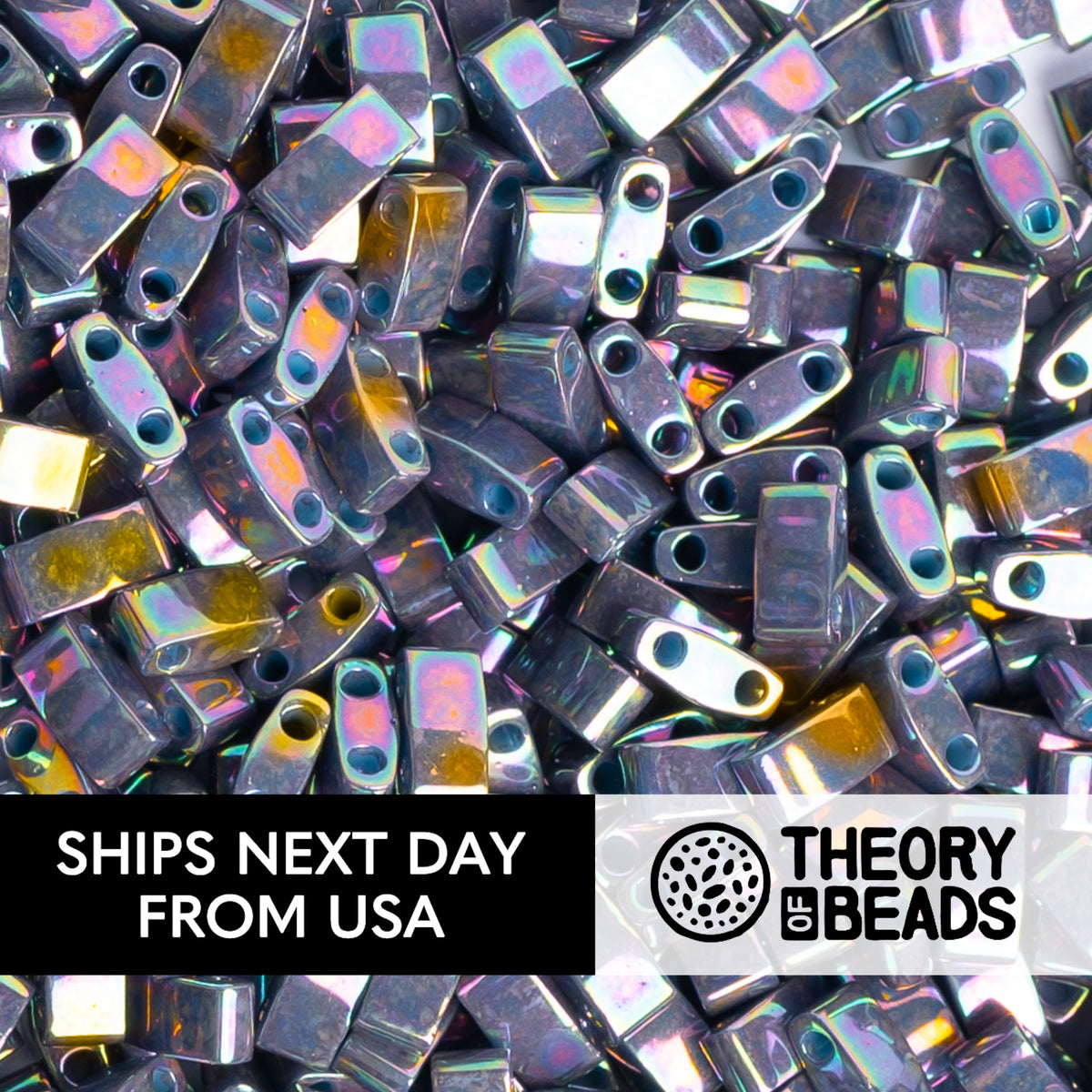 Metallic Purple Grey Luster Half Miyuki Tila Beads