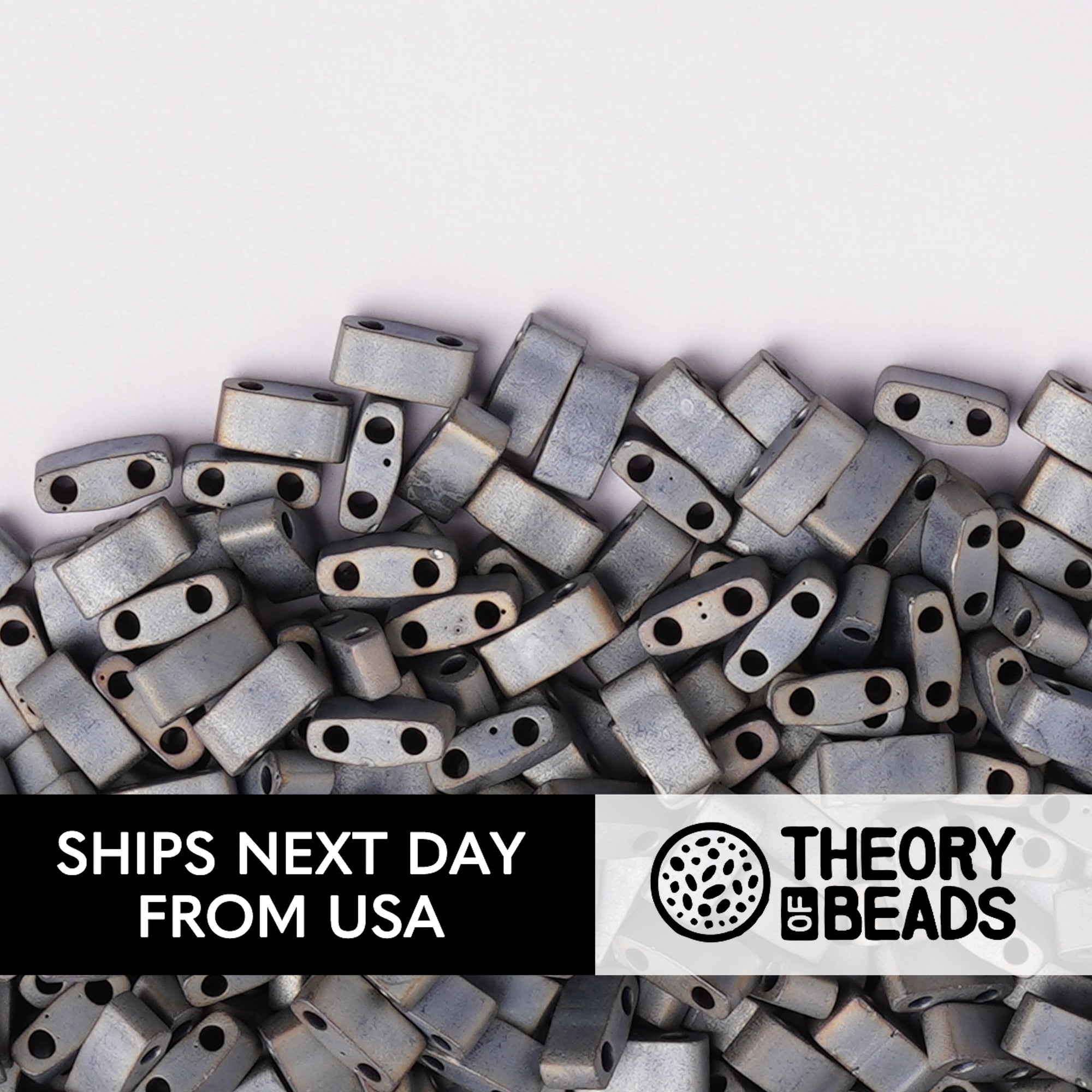 Meteorites Matte Silver Half Miyuki Tila Beads