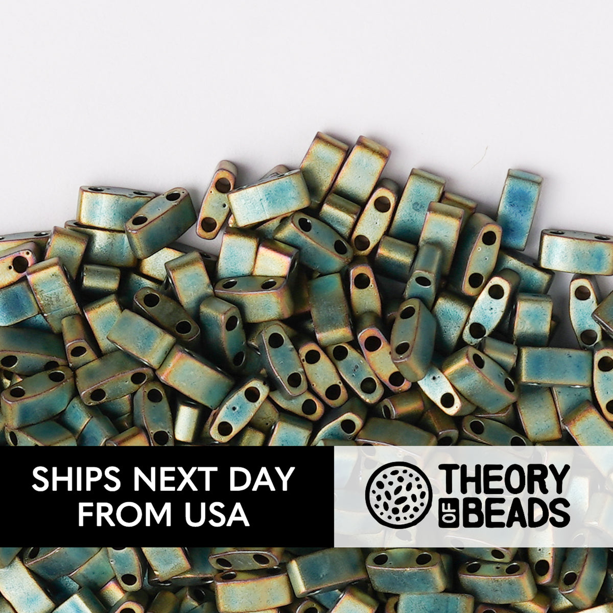 Meteorites Green Patina Half Miyuki Tila Beads