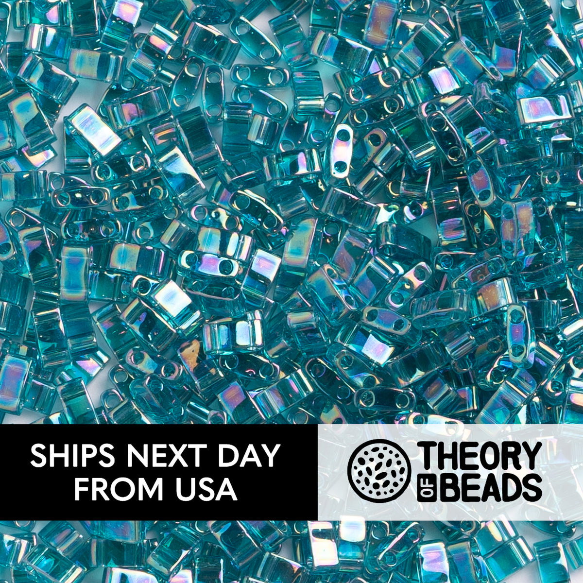 Fantasy Teal Half Miyuki Tila Beads