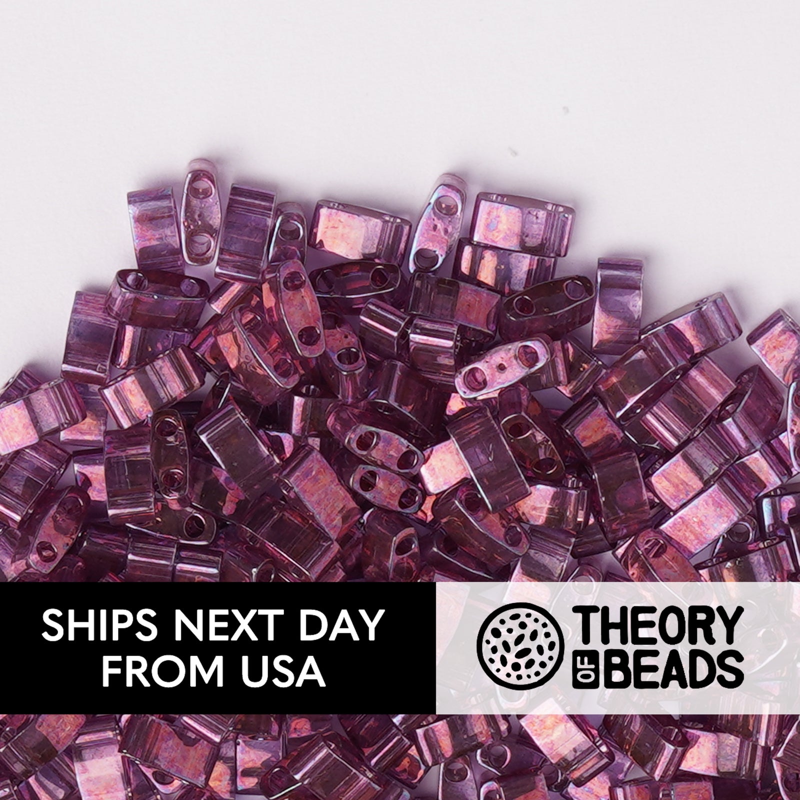 Transparent Light Purple Half Miyuki Tila Beads