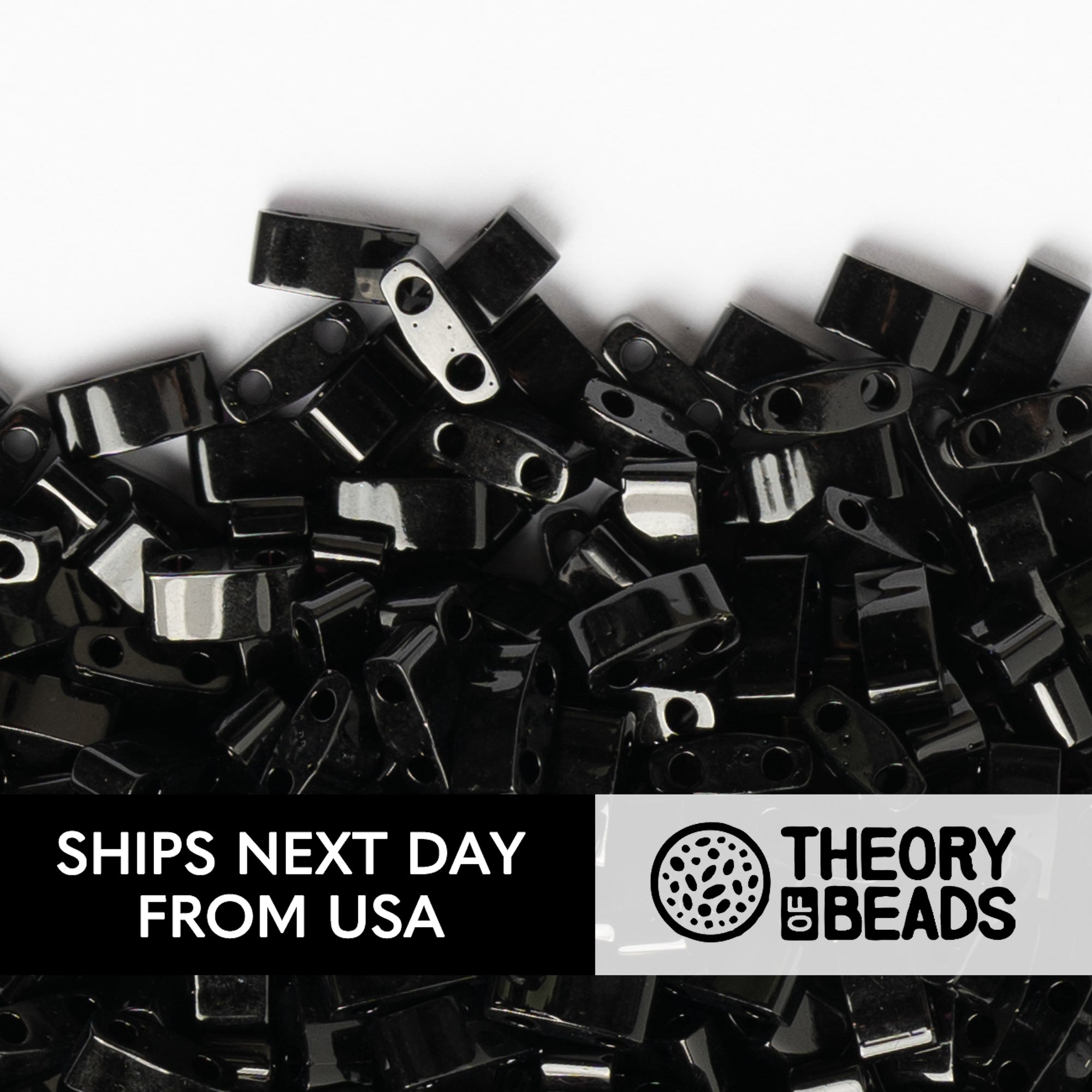 Opaque Black Half Miyuki Tila Beads