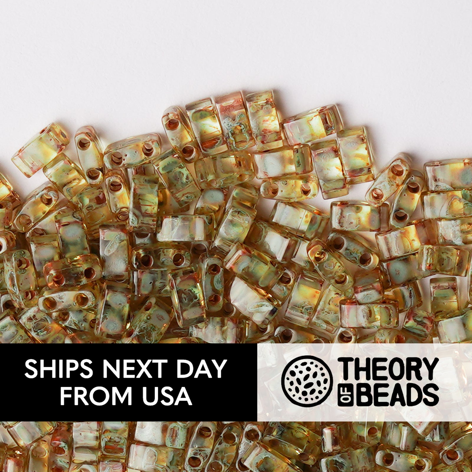 Picasso Saffron Half Miyuki Tila Beads