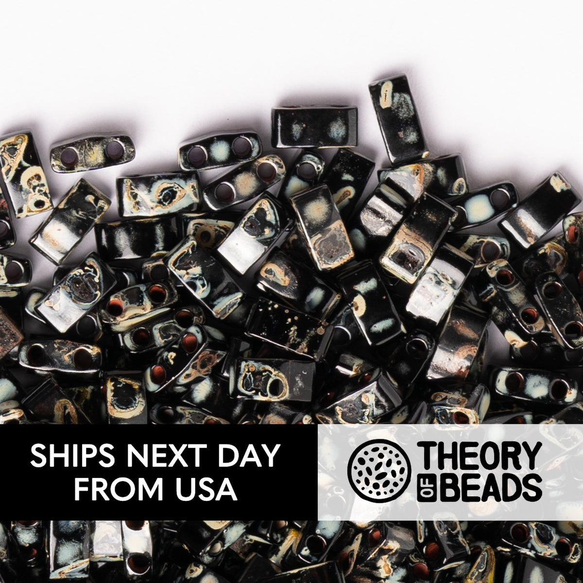 Picasso Black Half Miyuki Tila Beads