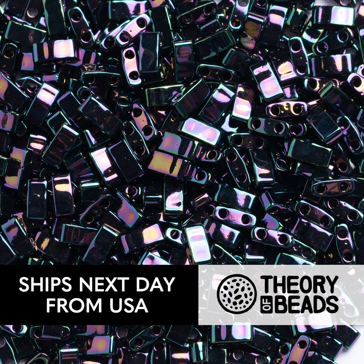 Metallic Dark Plum Iris Half Miyuki Tila Beads