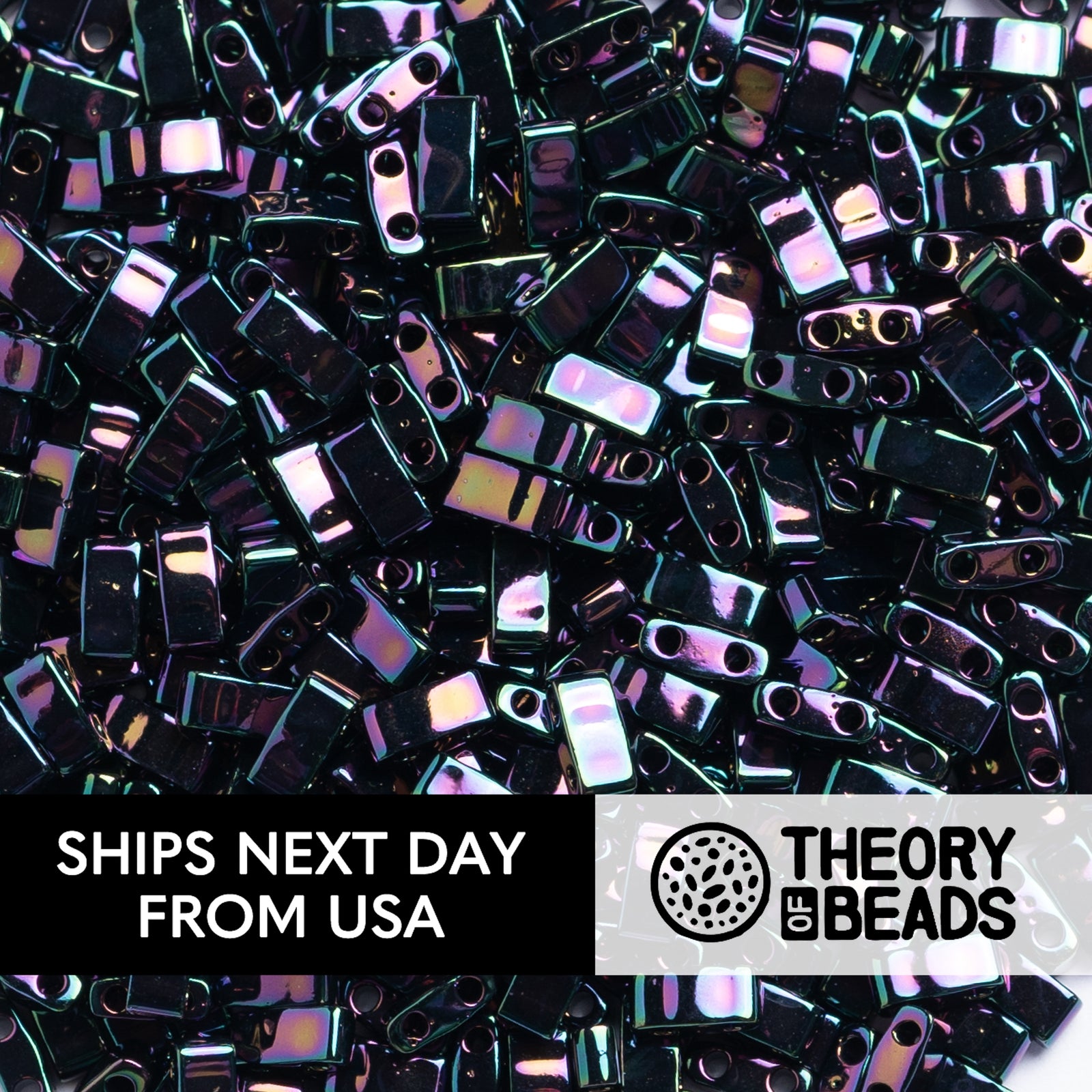 Metallic Dark Plum Iris Half Miyuki Tila Beads