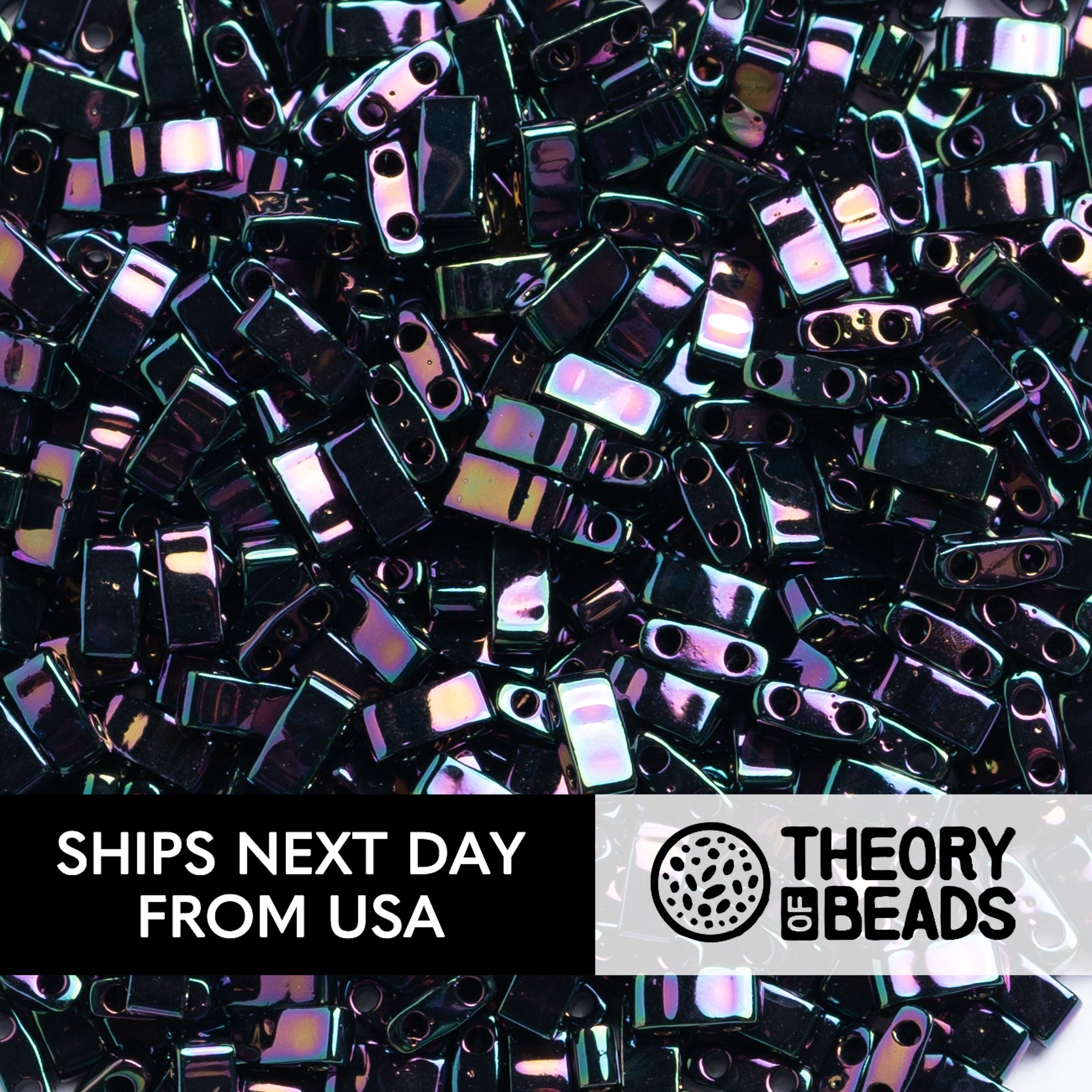 Metallic Dark Plum Iris Half Miyuki Tila Beads